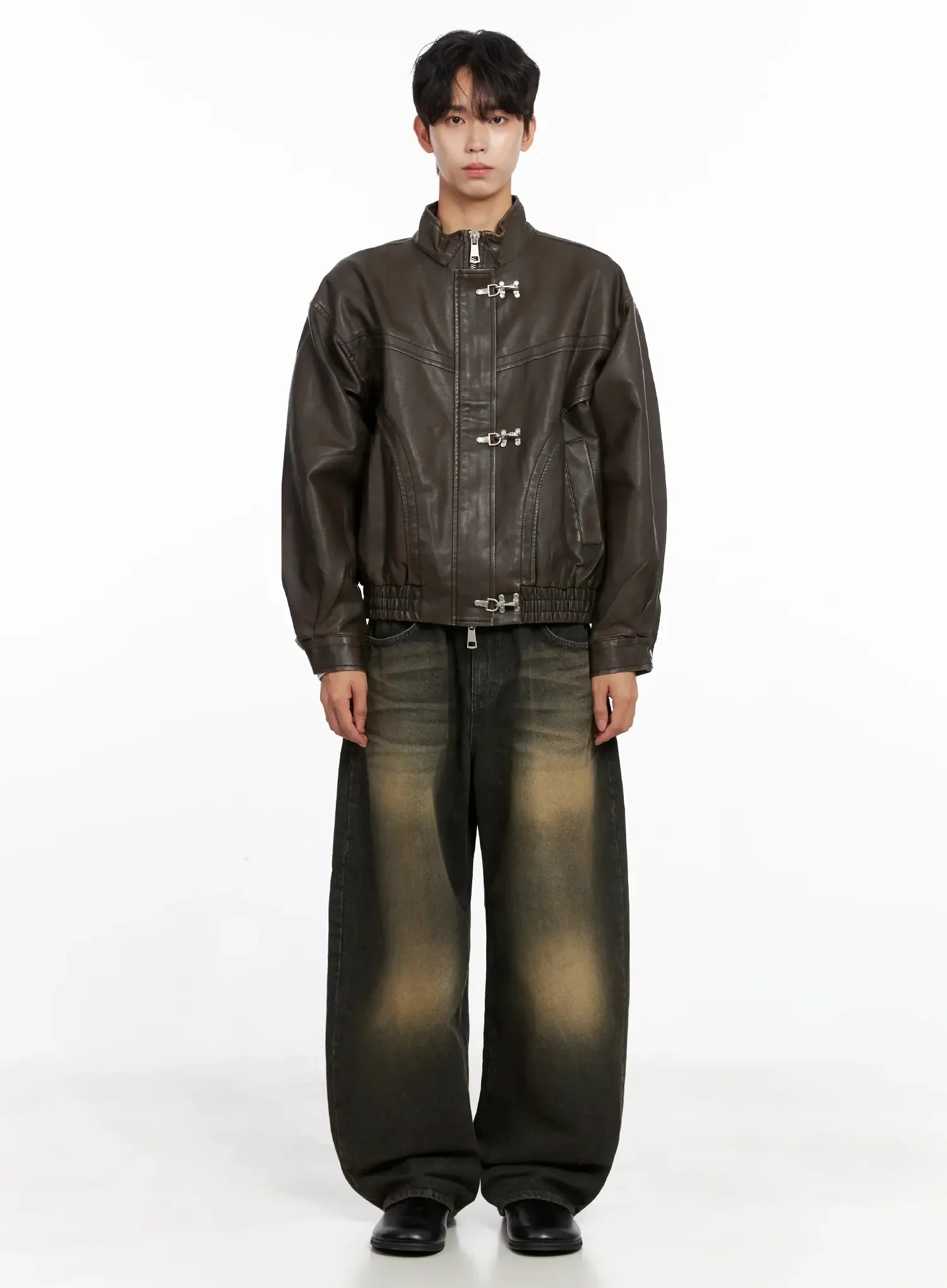 Men's Hook Faux Leather Jacket IO516 - Image 4
