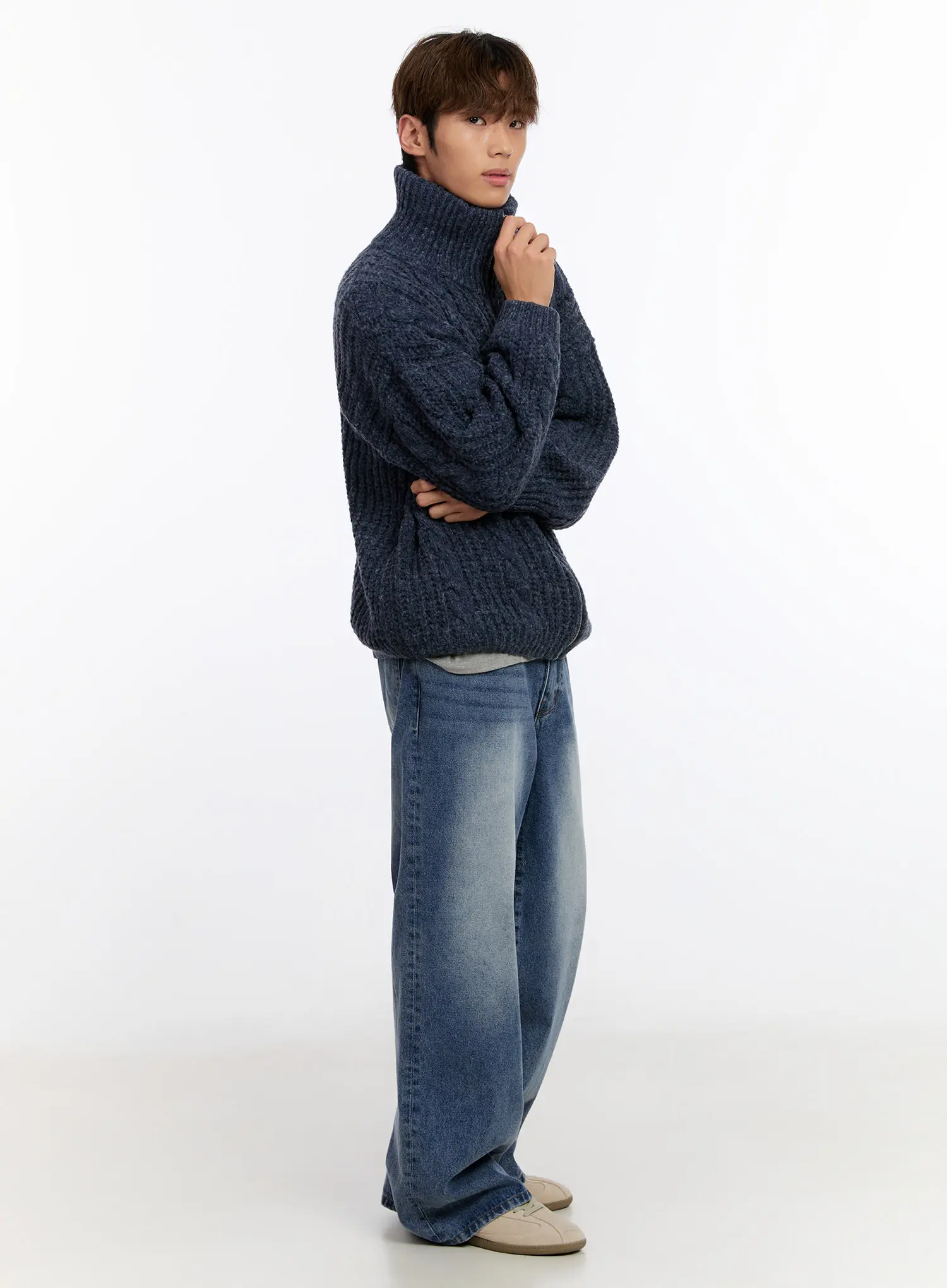 Men's Knit Zip-Up Jacket IN524 - Image 2