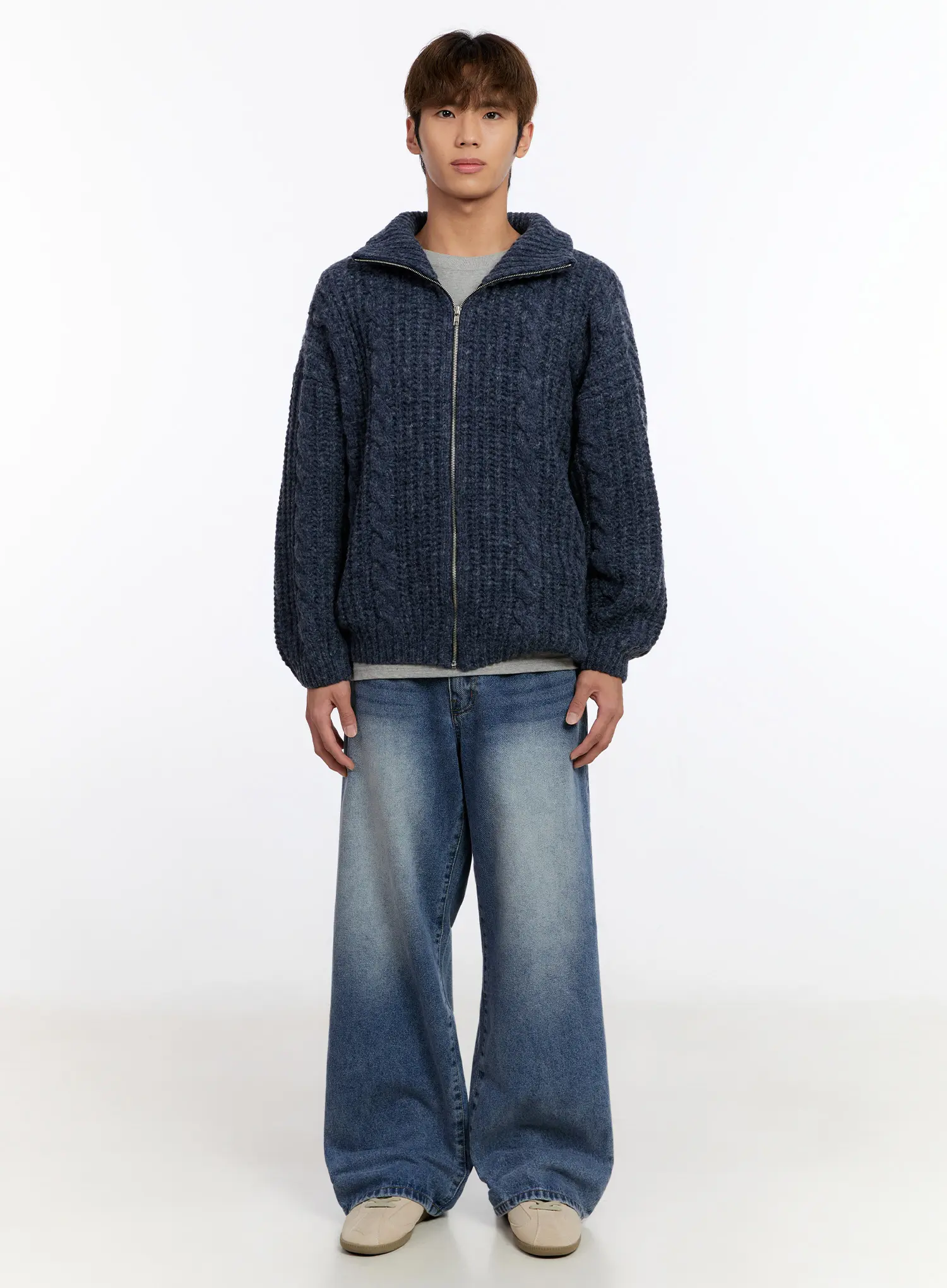 Men's Knit Zip-Up Jacket IN524 - Image 3