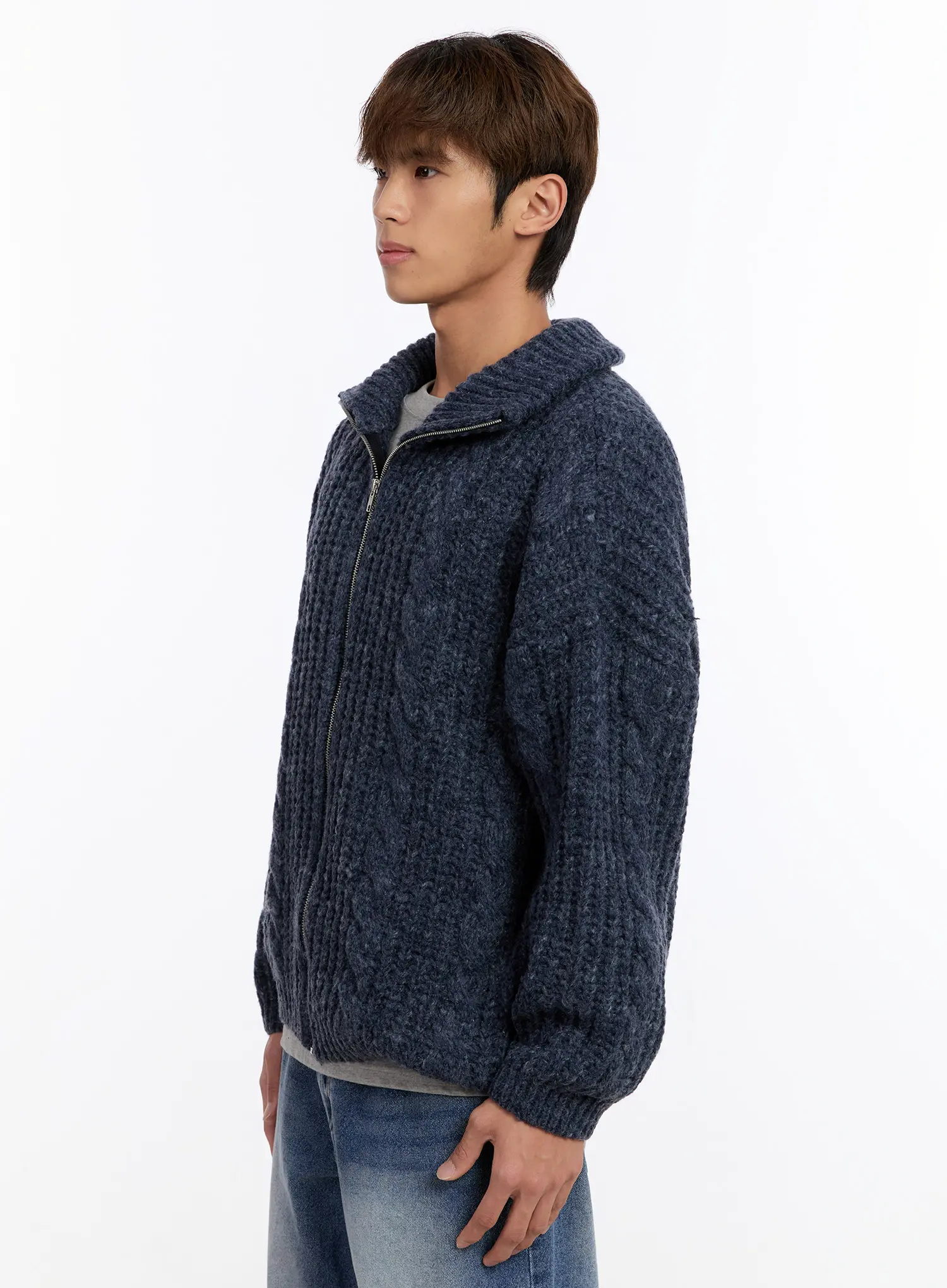 Men's Knit Zip-Up Jacket IN524 - Image 4