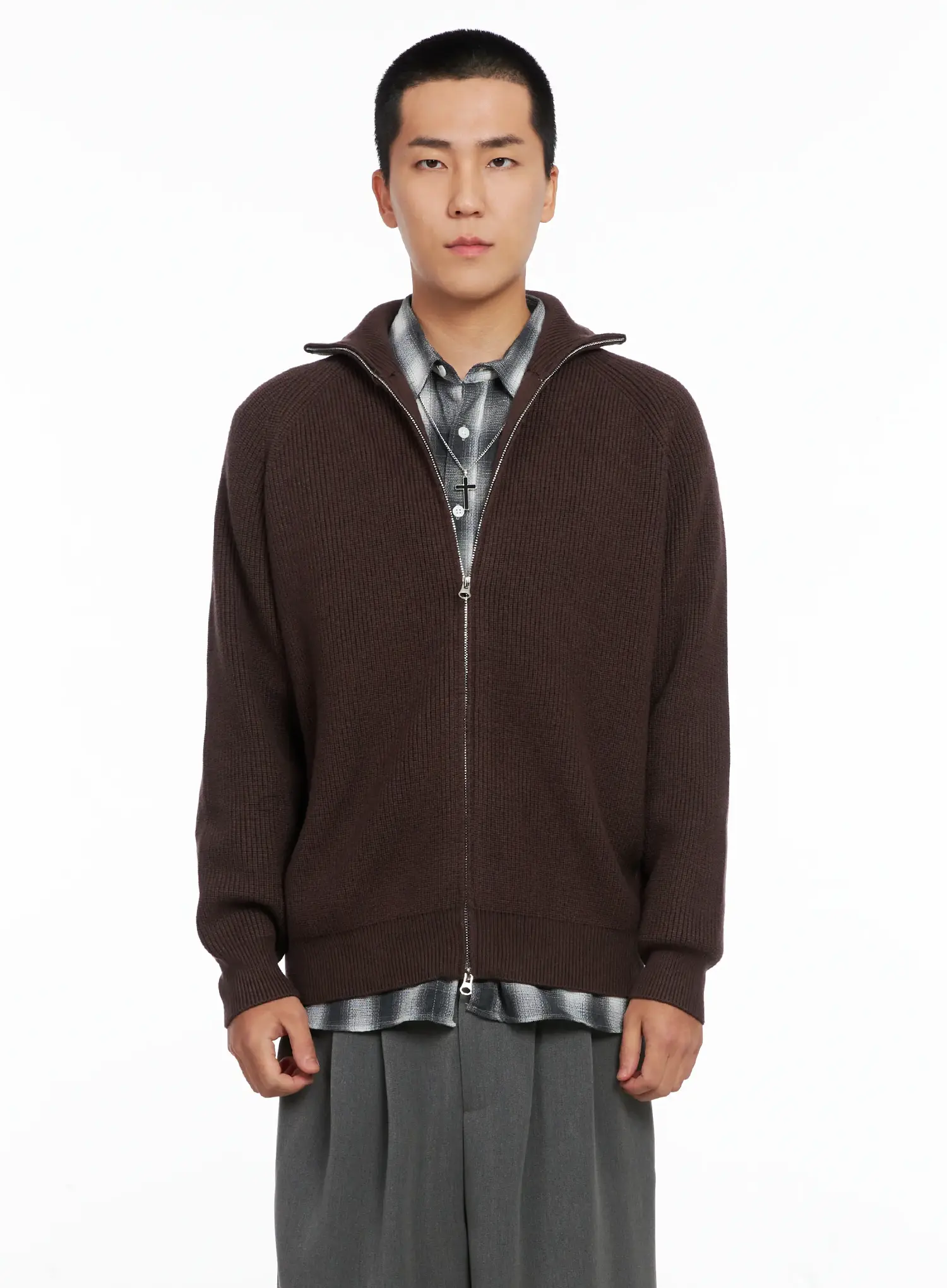 Men's Knit Zip-Up Sweater IS502 - Image 13