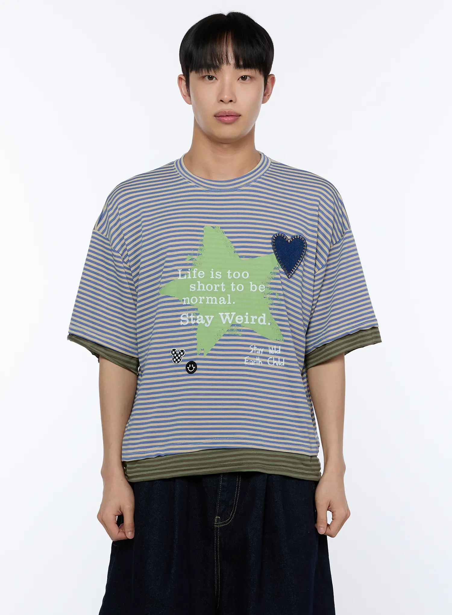 Men's Layered Stripe Graphic Tee IA517 - Image 10