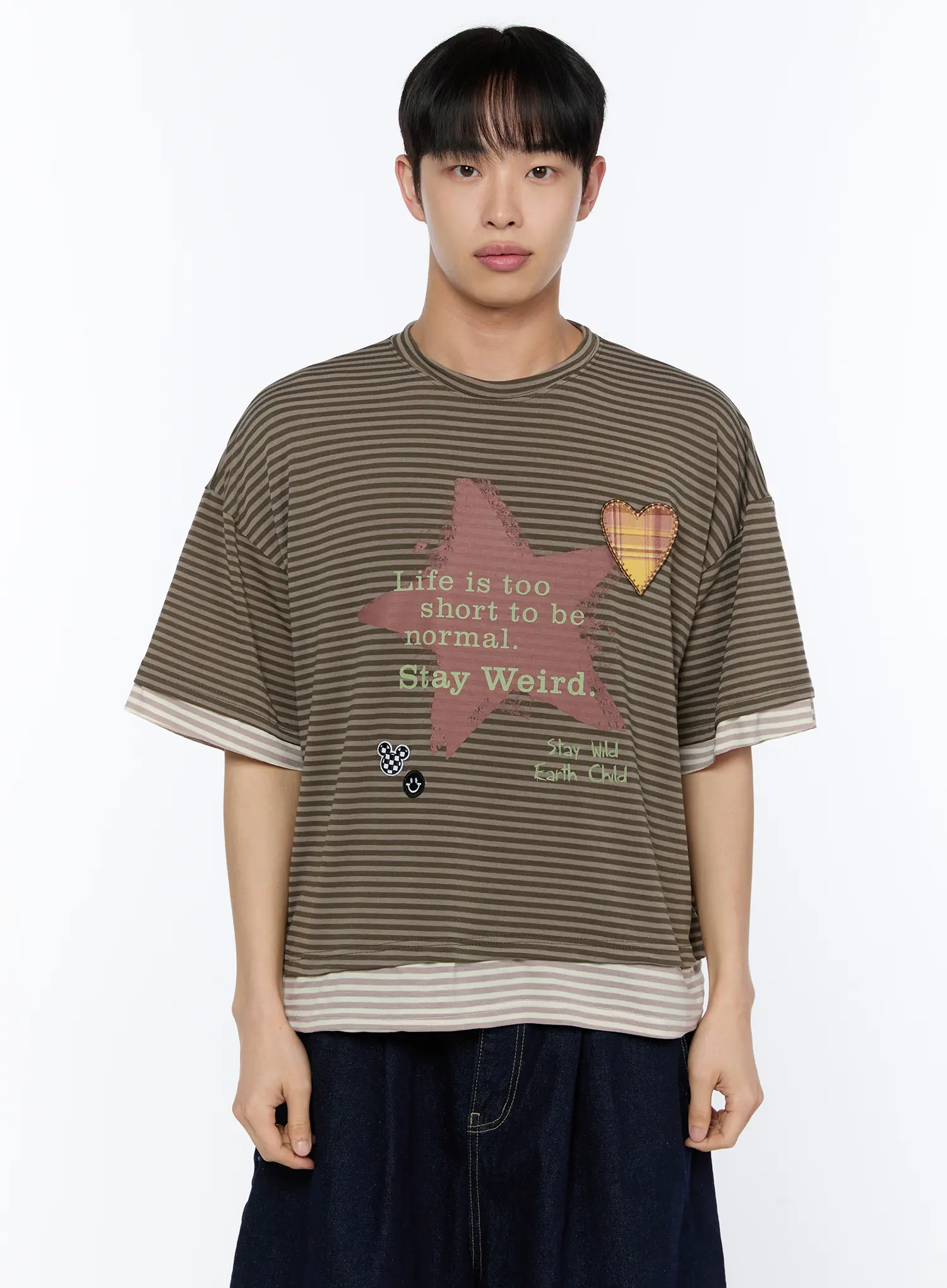 Men's Layered Stripe Graphic Tee IA517 - Image 11