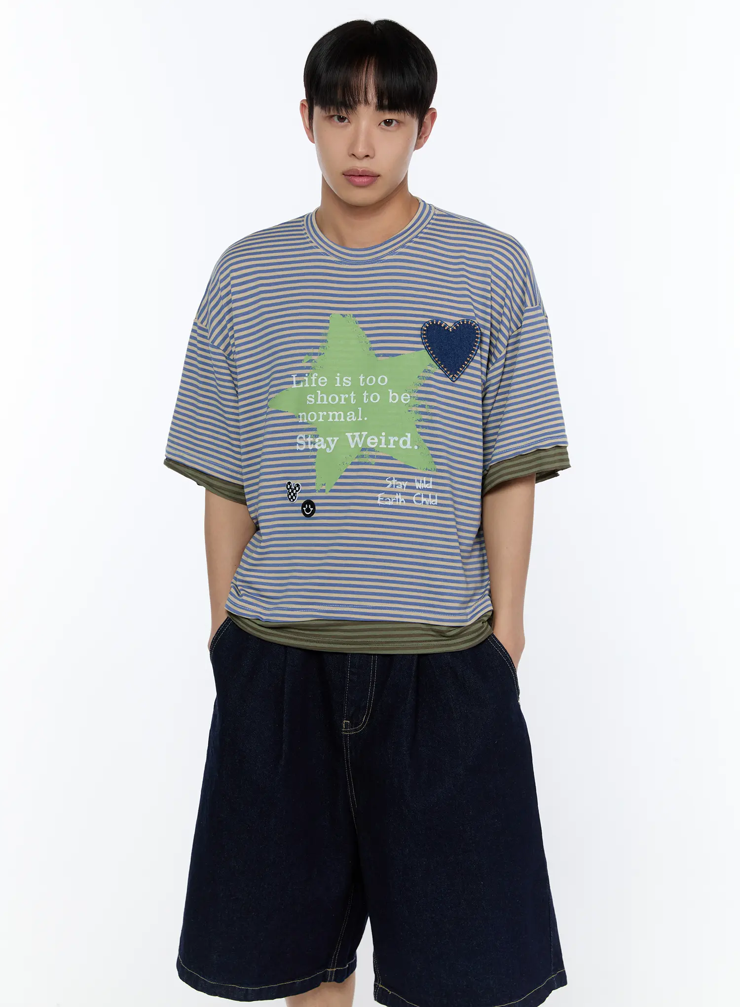 Men's Layered Stripe Graphic Tee IA517 - Image 6