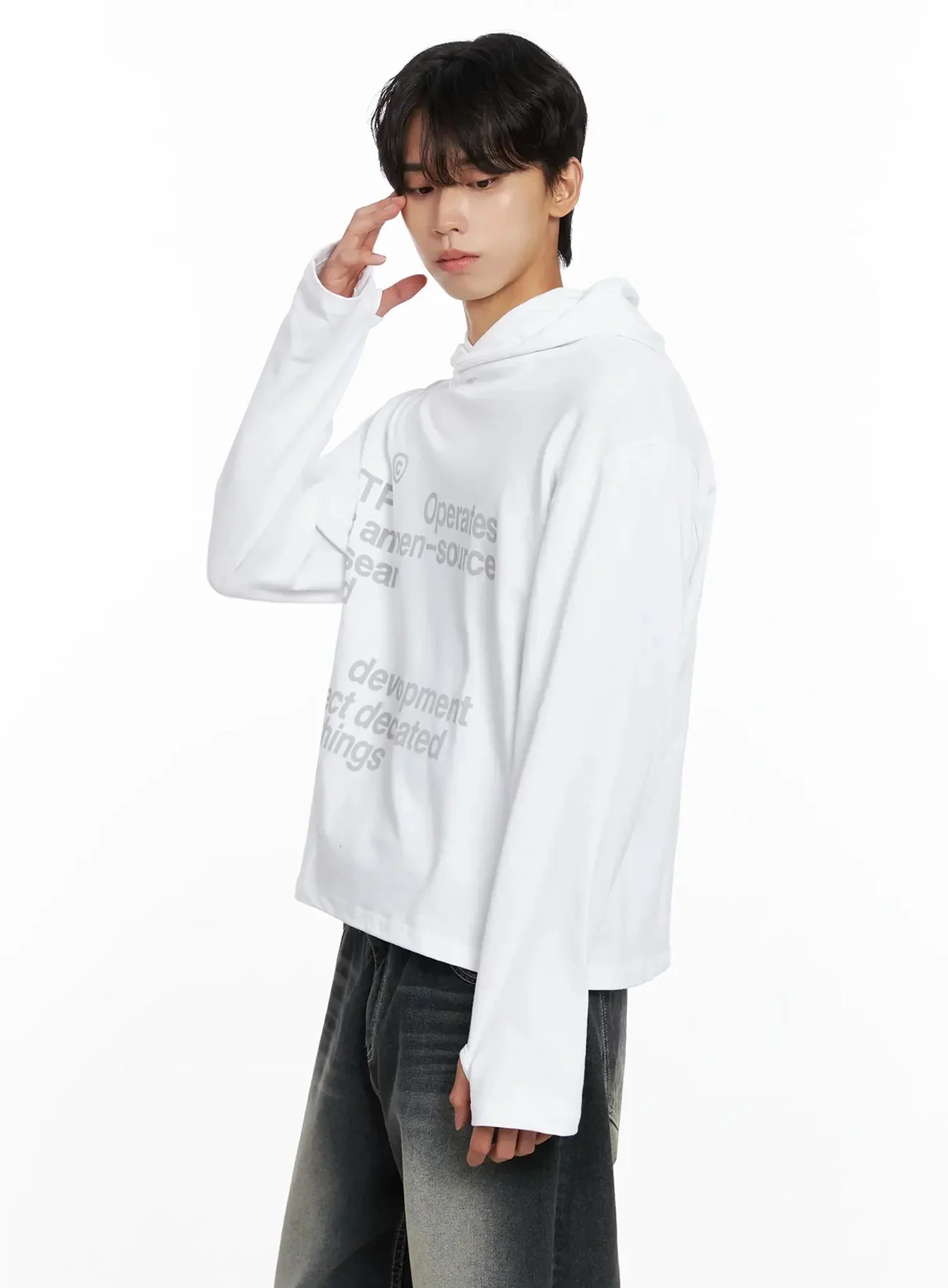 Men's Lettering Hand Warmer Hoodie IO517 - Image 10