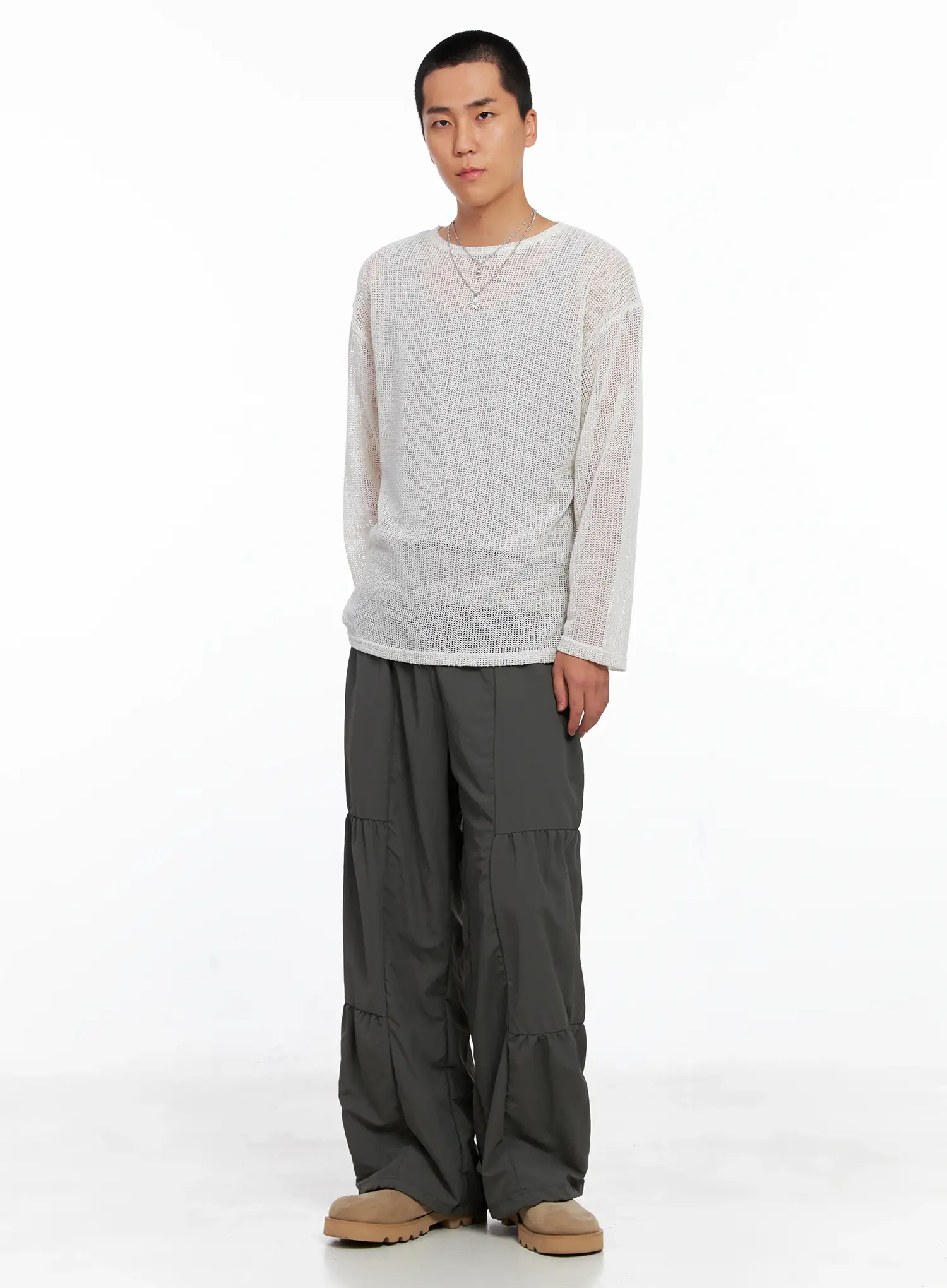 Men's Line Stitch Parachute Pants IS510 - Image 14