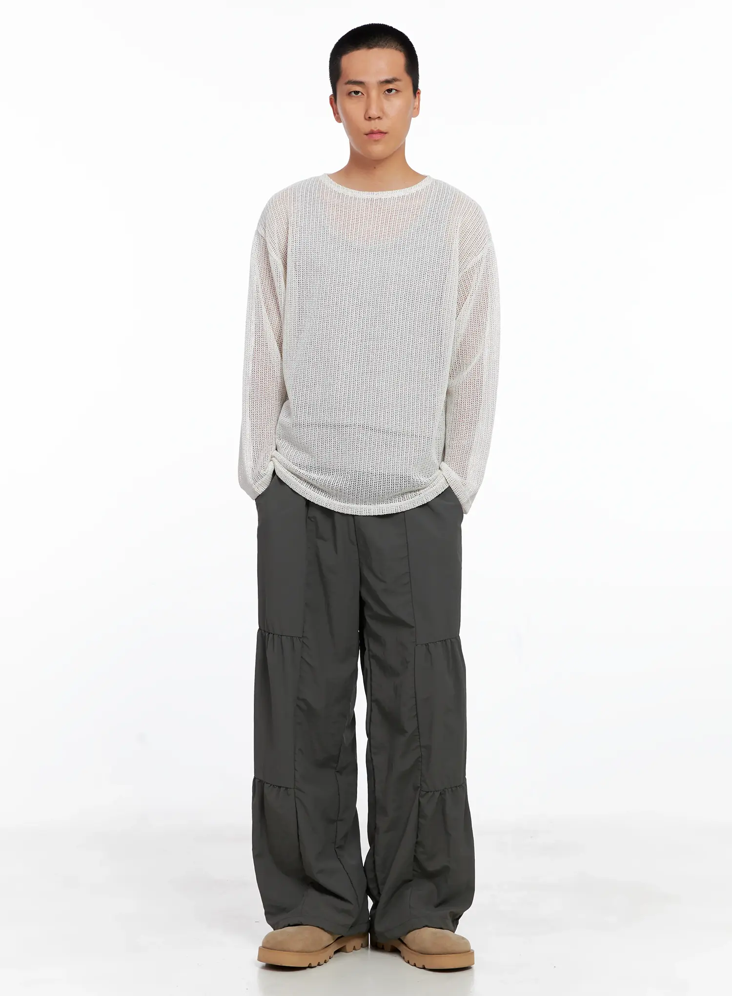 Men's Line Stitch Parachute Pants IS510 - Image 2