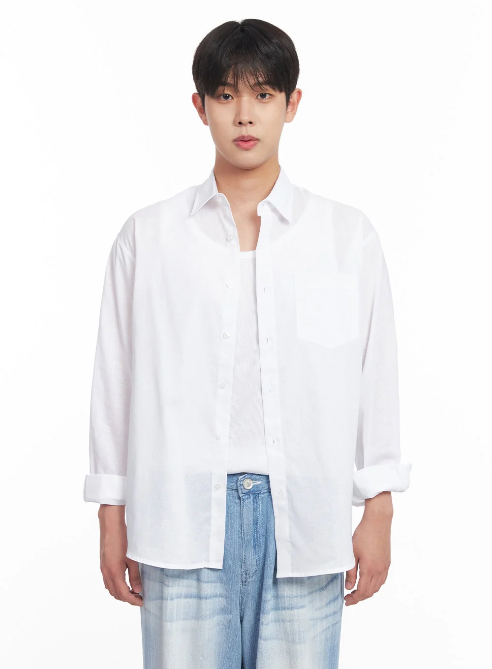 Men's Linen Collared Shirt IY522 - Image 14