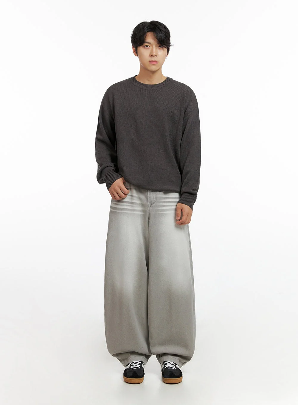 Men's Loose Fit Baggy Jeans (Gray) IG409