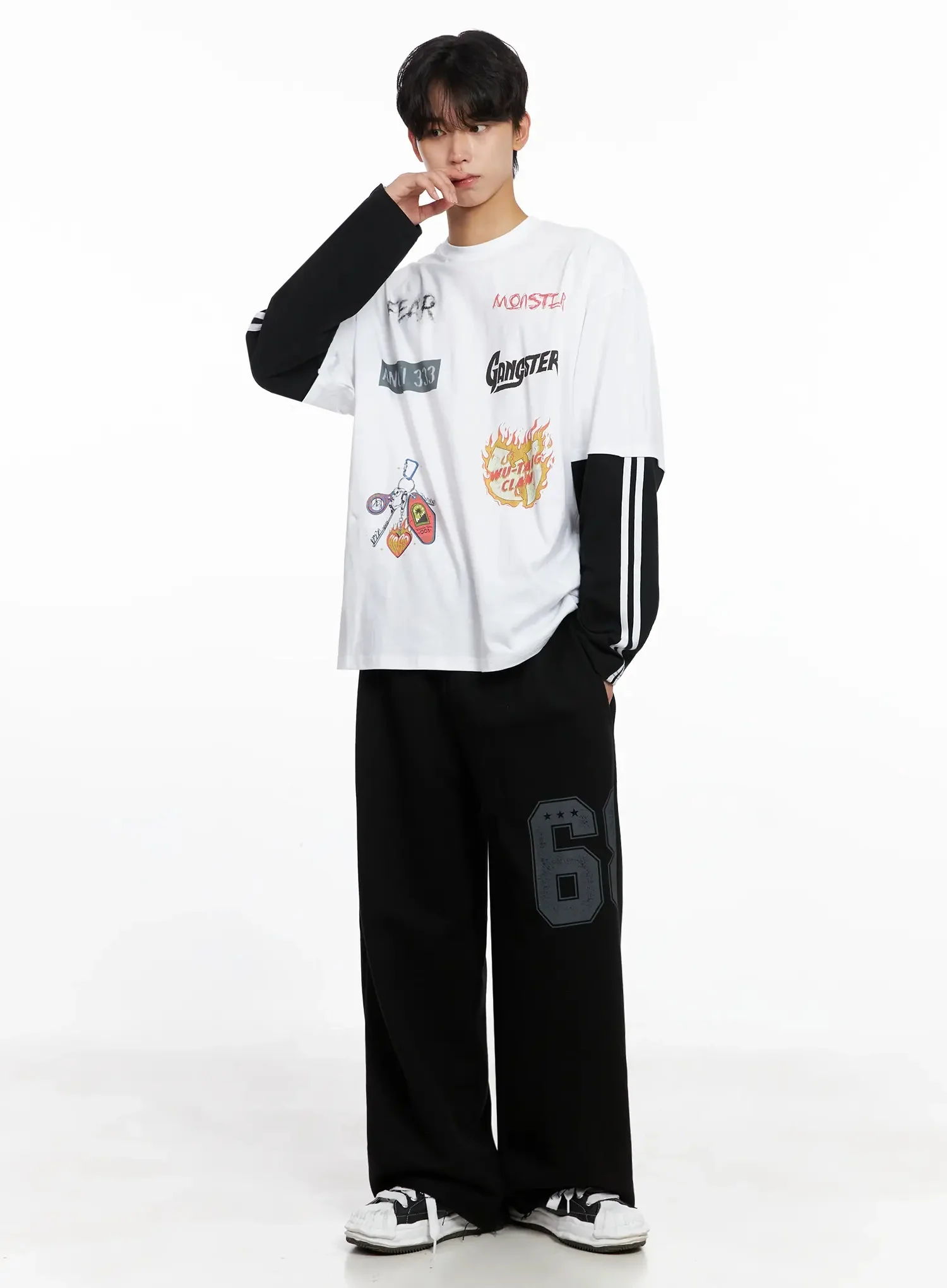 Men's Number Graphic Sweatpants IO517 - Image 15