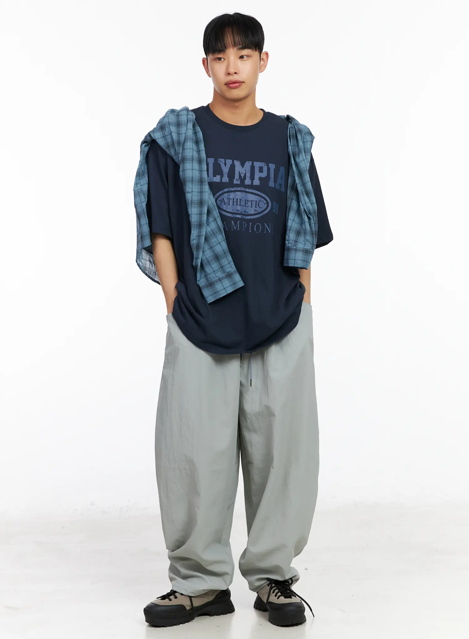 Men's Nylon Embroidered Logo Pocket Pants IA502 - Image 10