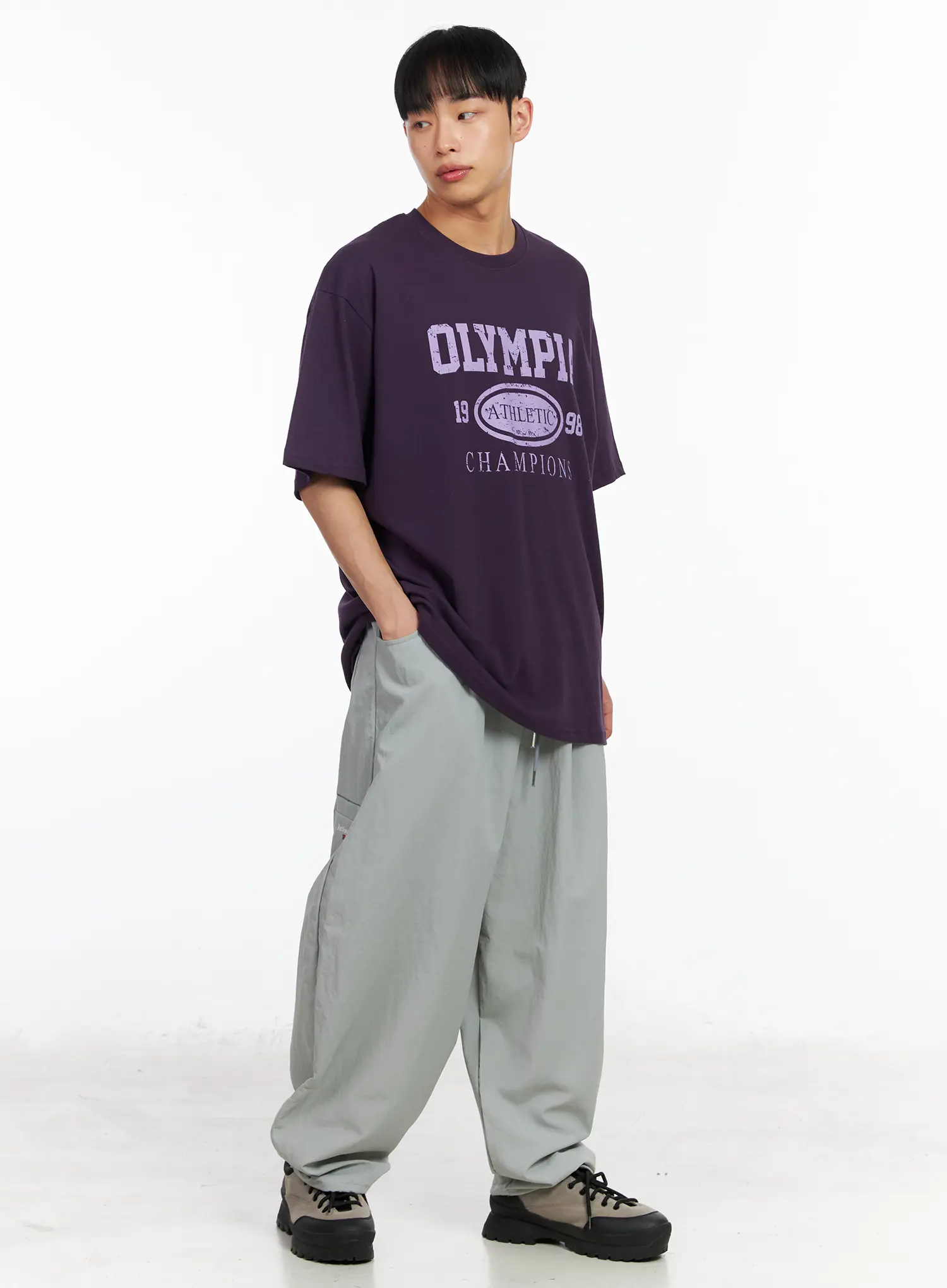 Men's Nylon Embroidered Logo Pocket Pants IA502 - Image 11