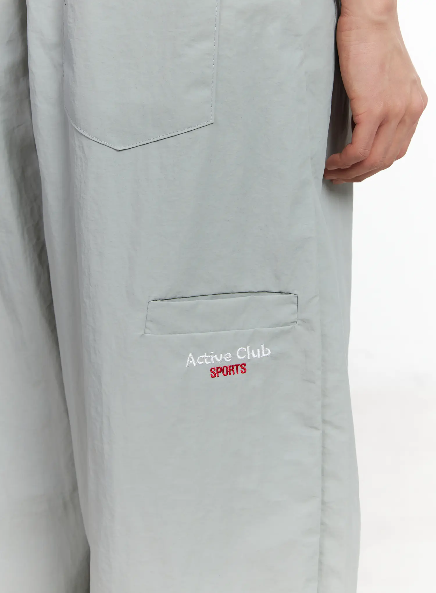 Men's Nylon Embroidered Logo Pocket Pants IA502 - Image 2