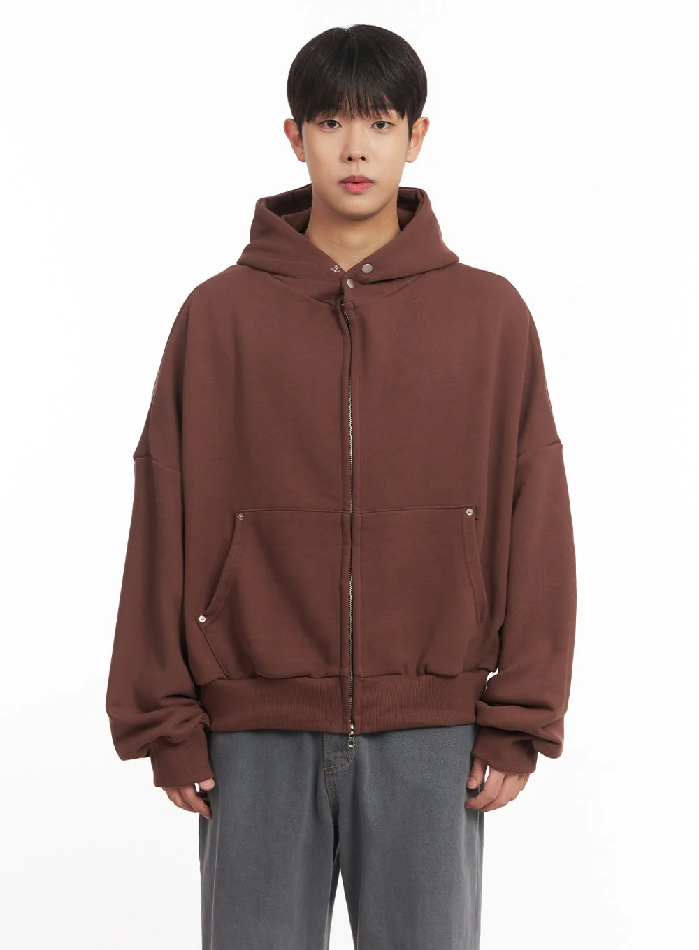 Men's Oversize Zip-Up Hooded Jacket IM527 - Image 15