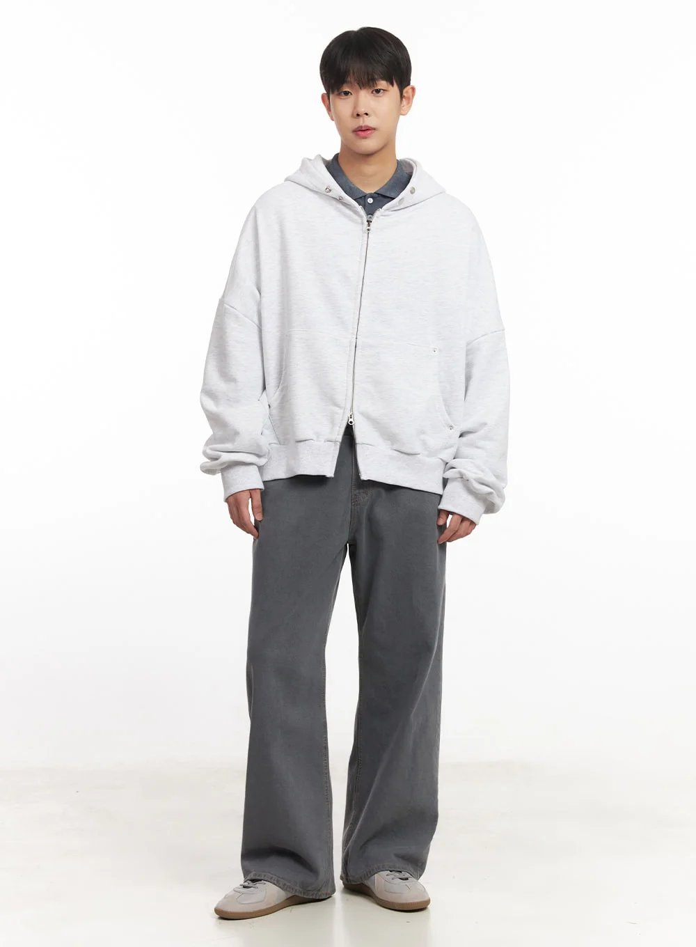 Men's Oversize Zip-Up Hooded Jacket IM527 - Image 2