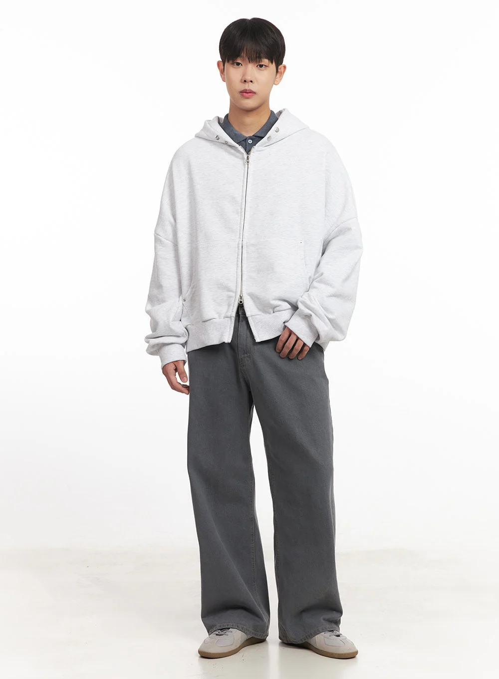 Men's Oversize Zip-Up Hooded Jacket IM527 - Image 9