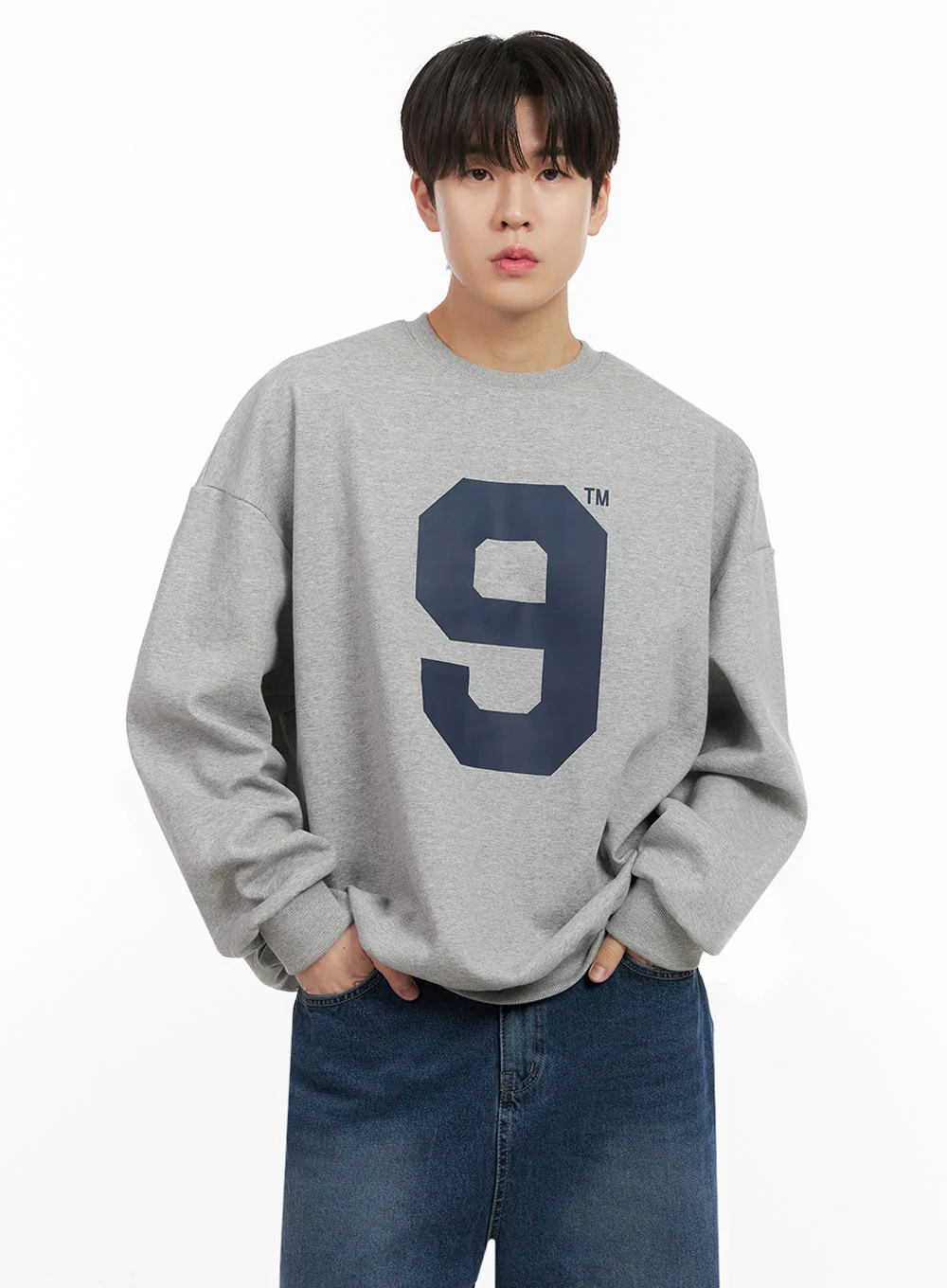 Men's Oversized 9 Graphic Crew Neck IJ517