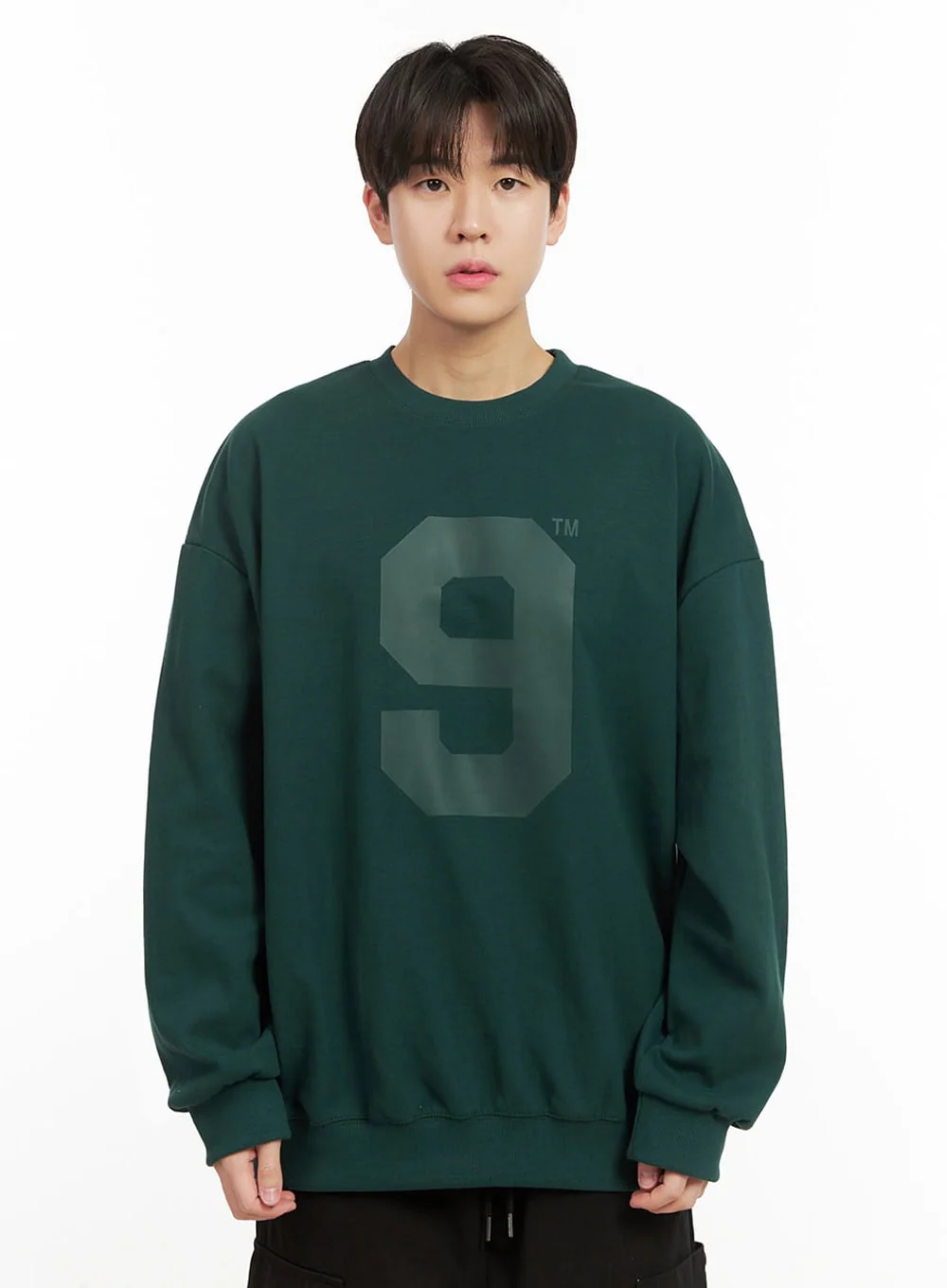 Men's Oversized 9 Graphic Crew Neck IJ517 - Image 10