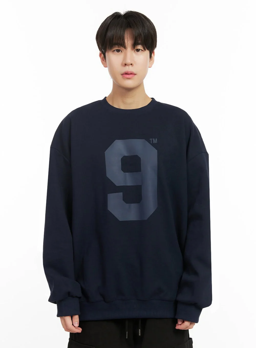 Men's Oversized 9 Graphic Crew Neck IJ517 - Image 11