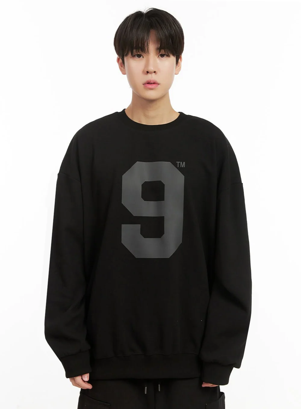 Men's Oversized 9 Graphic Crew Neck IJ517 - Image 12