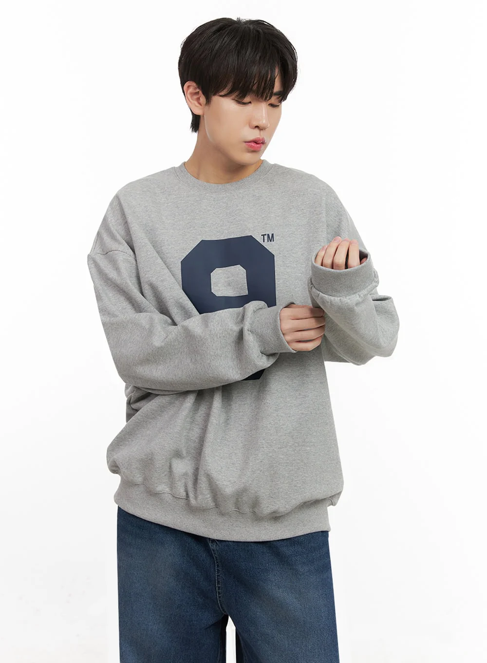 Men's Oversized 9 Graphic Crew Neck IJ517 - Image 4