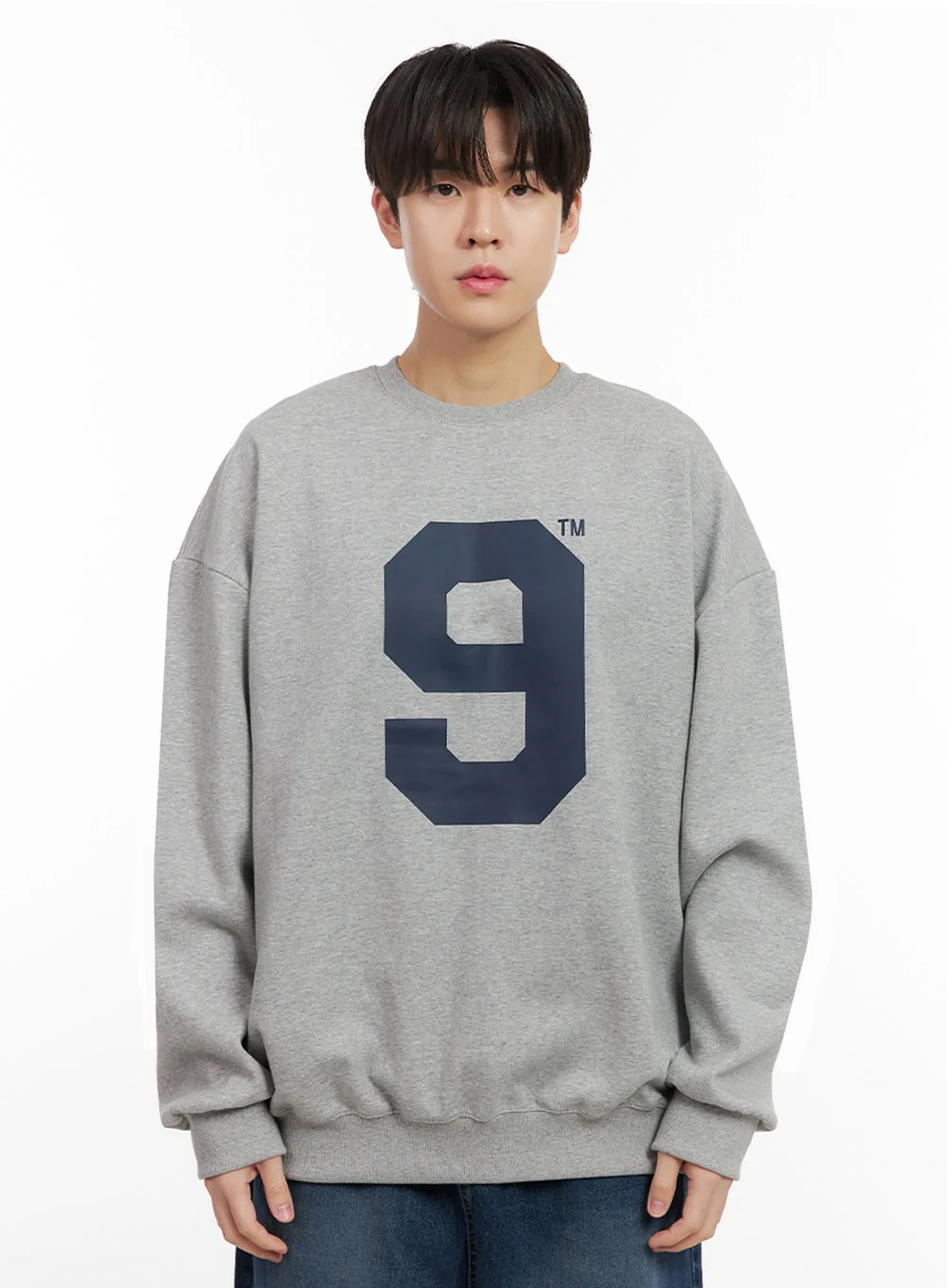 Men's Oversized 9 Graphic Crew Neck IJ517 - Image 9