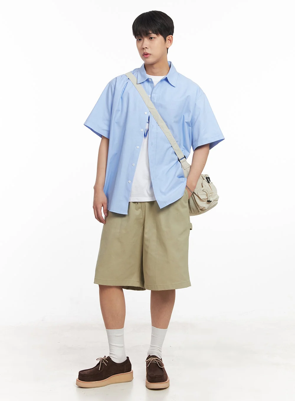 Men's Oversized Collared Short Sleeve Shirt IA529 - Image 10