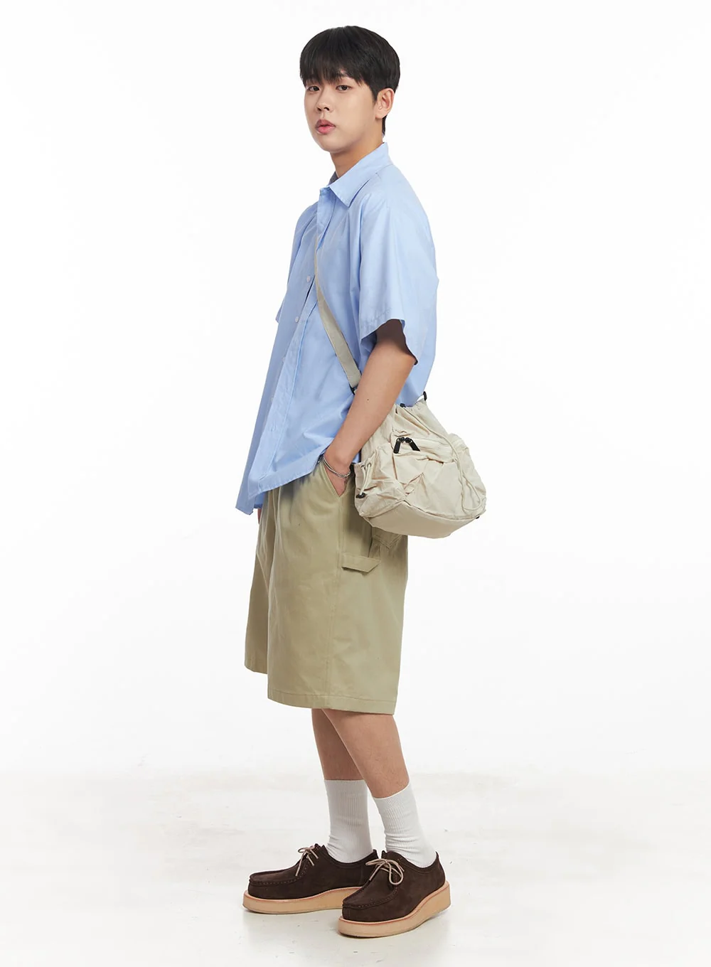 Men's Oversized Collared Short Sleeve Shirt IA529 - Image 11
