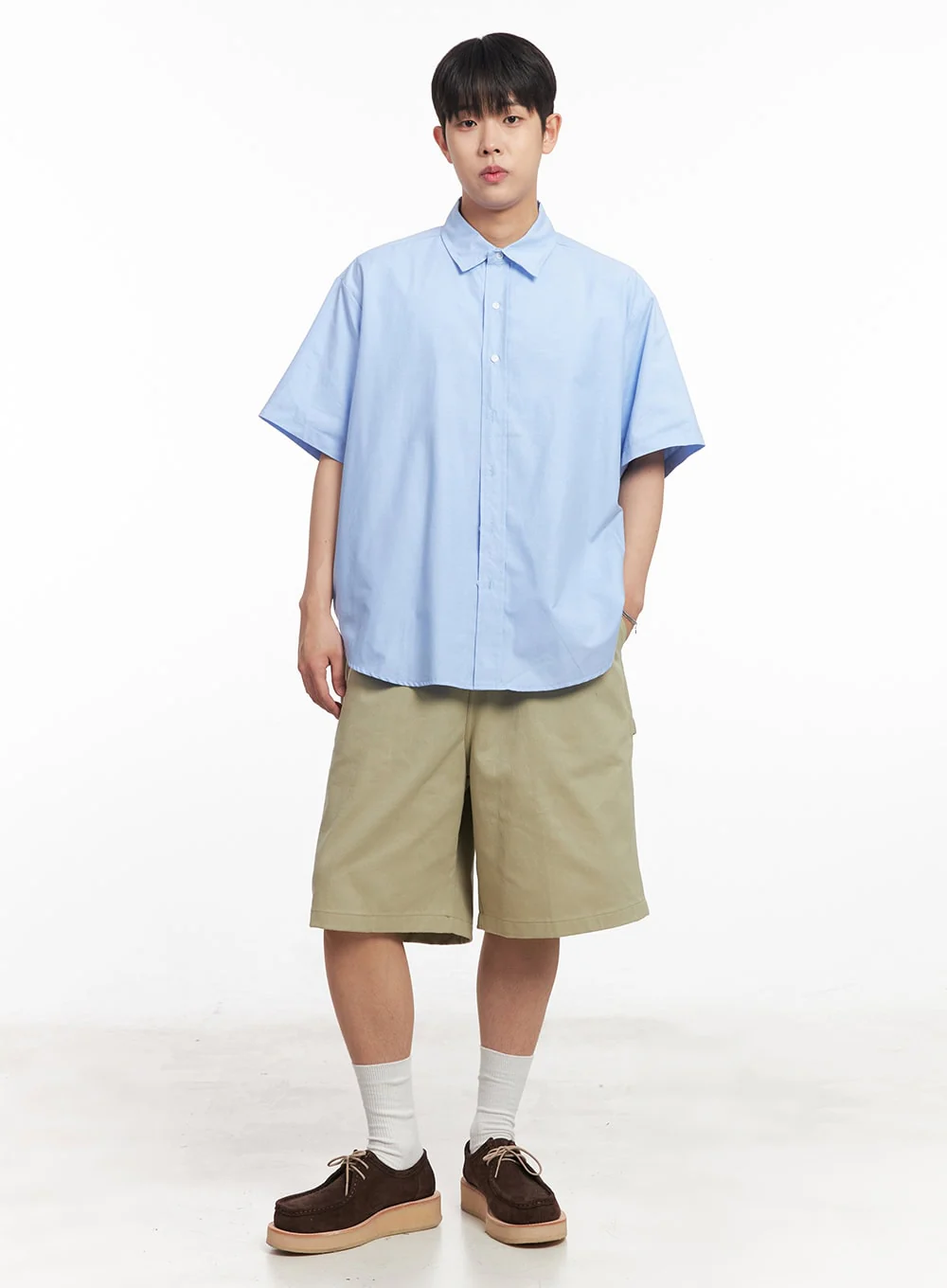 Men's Oversized Collared Short Sleeve Shirt IA529 - Image 12