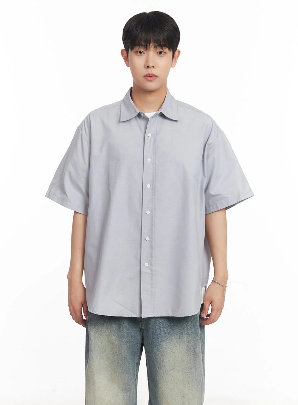 Men's Oversized Collared Short Sleeve Shirt IA529 - Image 15