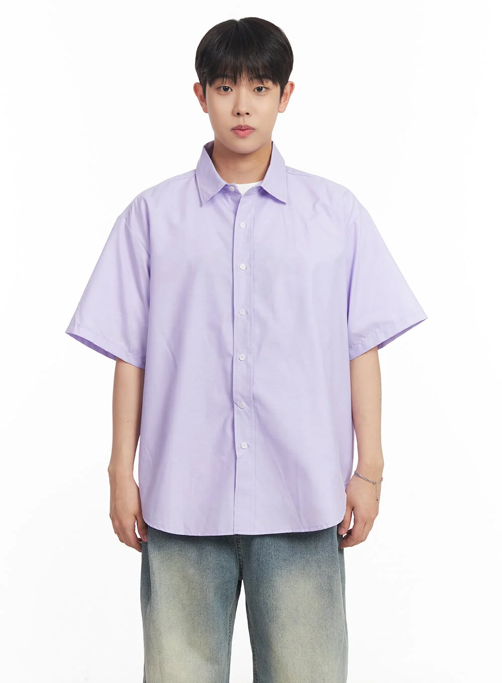 Men's Oversized Collared Short Sleeve Shirt IA529 - Image 16