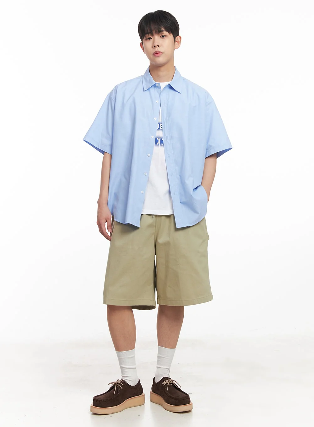 Men's Oversized Collared Short Sleeve Shirt IA529 - Image 2