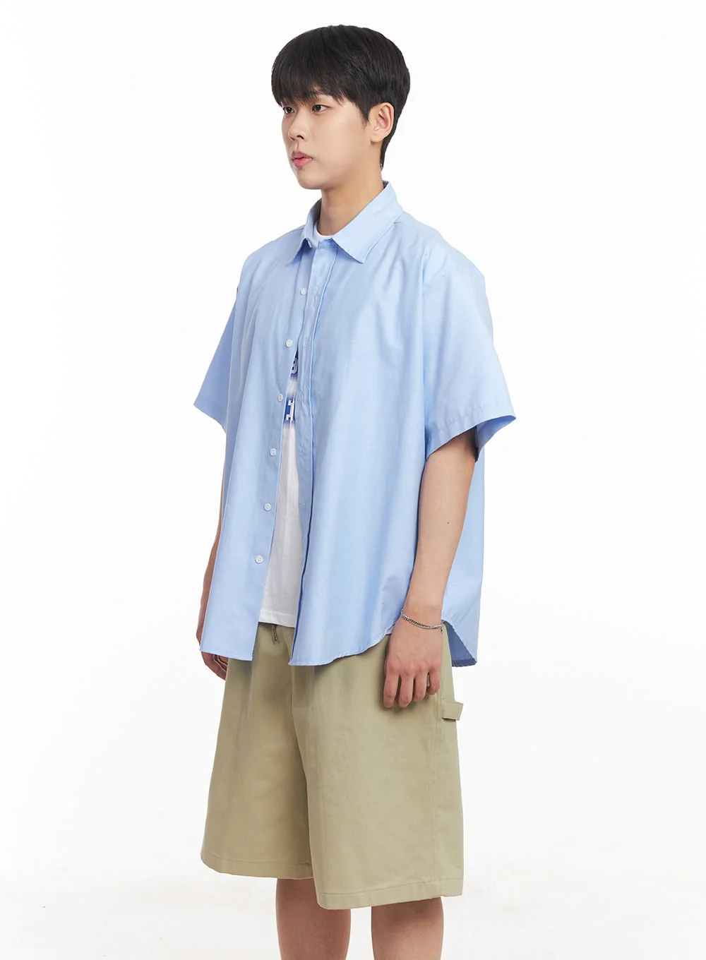 Men's Oversized Collared Short Sleeve Shirt IA529 - Image 4
