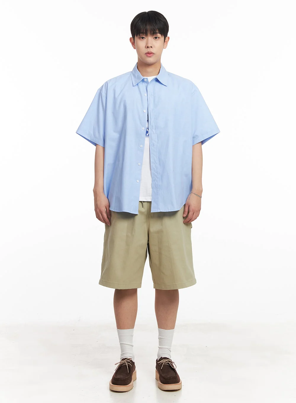 Men's Oversized Collared Short Sleeve Shirt IA529 - Image 6