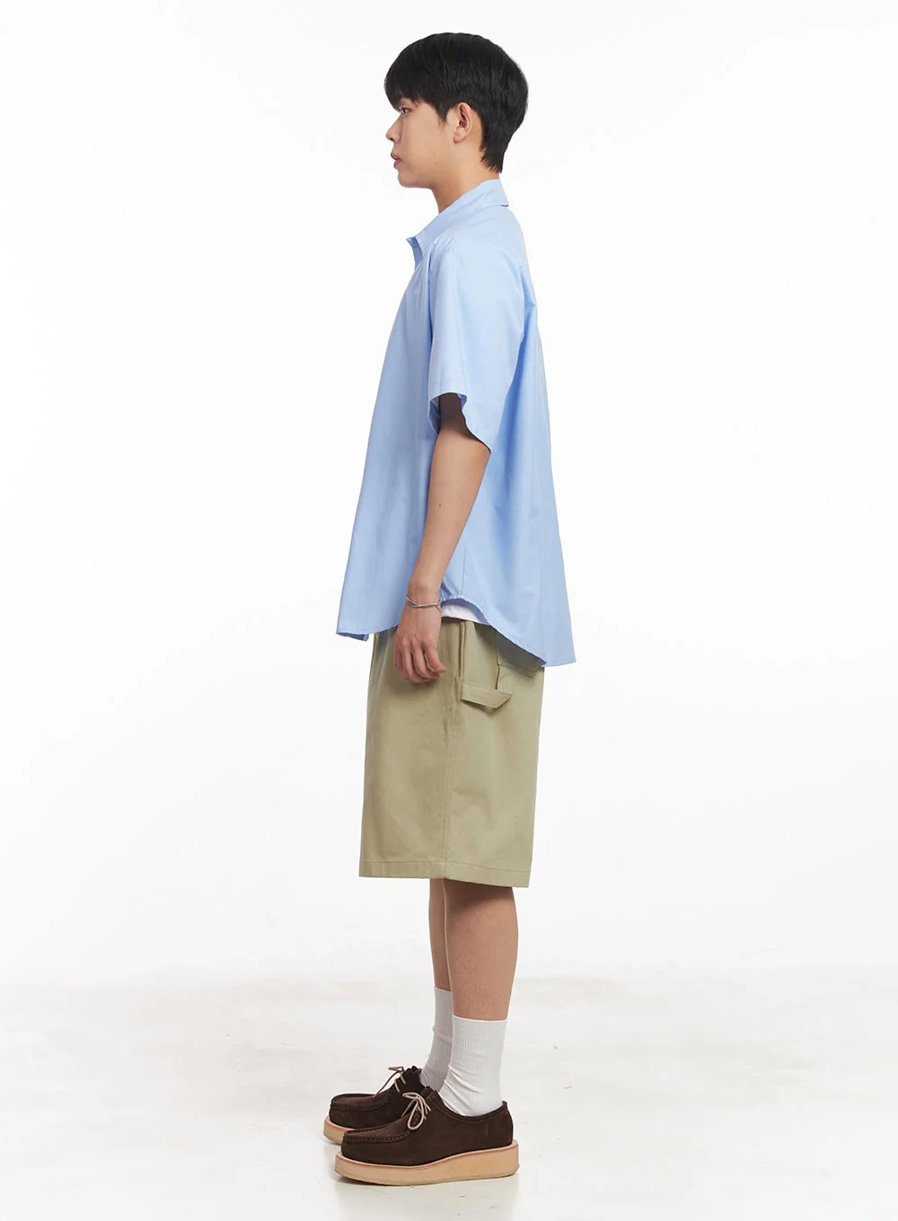 Men's Oversized Collared Short Sleeve Shirt IA529 - Image 7