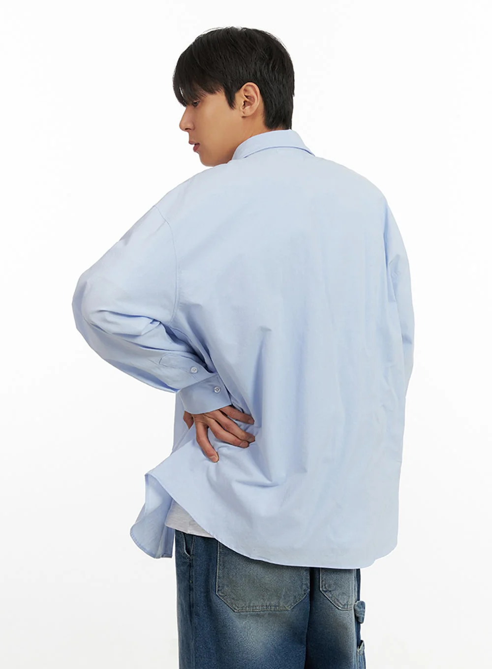 Men's Oversized Cotton Buttoned Shirt IU418 - Image 5