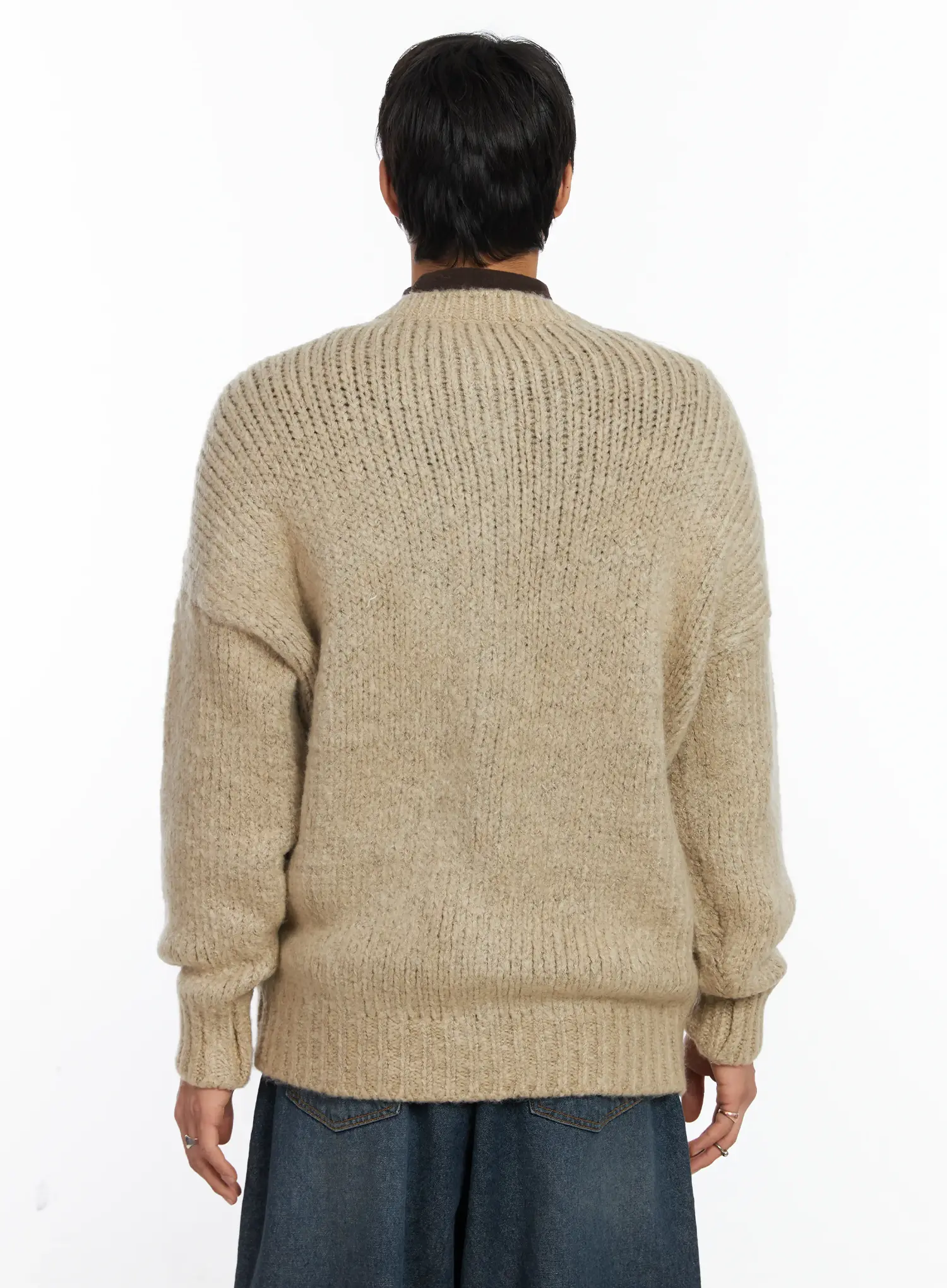 Men's Oversized Knit Cardigan IF503 - Image 5