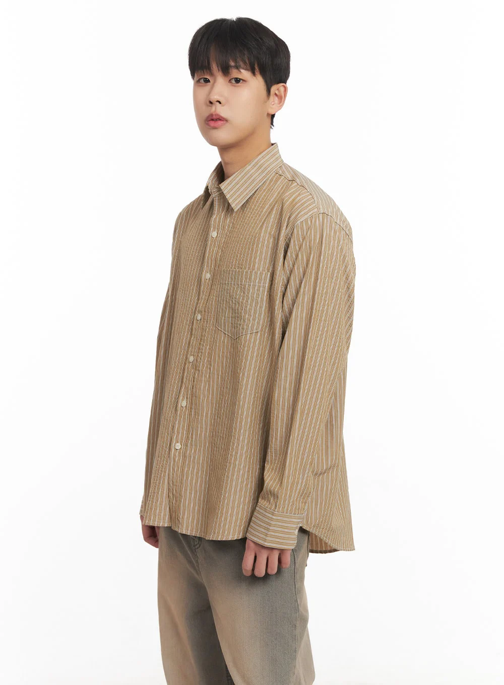 Men's Oversized Stripe Collared Shirt IM514 - Image 3