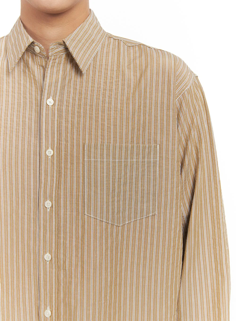 Men's Oversized Stripe Collared Shirt IM514 - Image 4