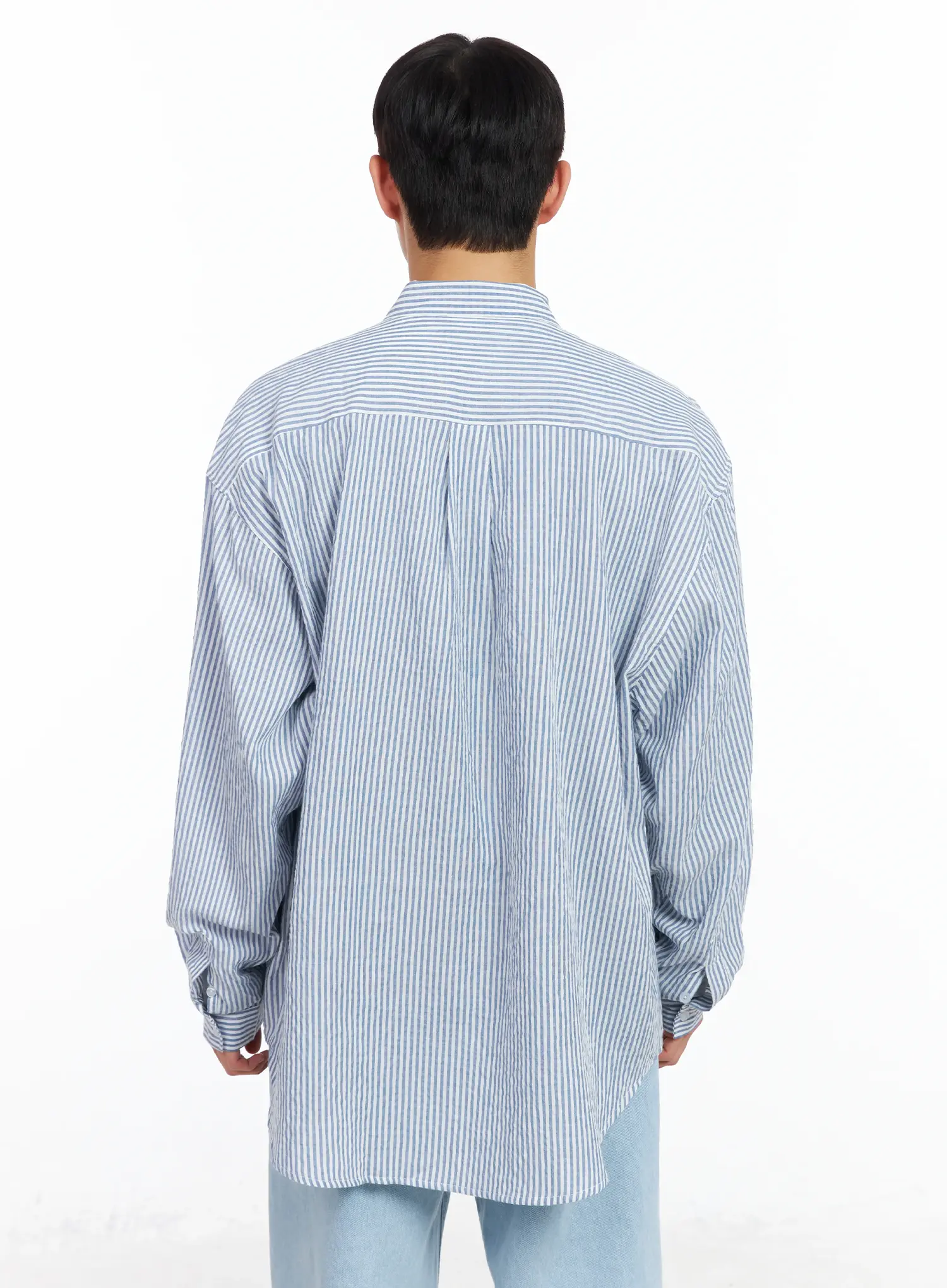 Men's Oversized Striped Collar Shirt IM511 - Image 5