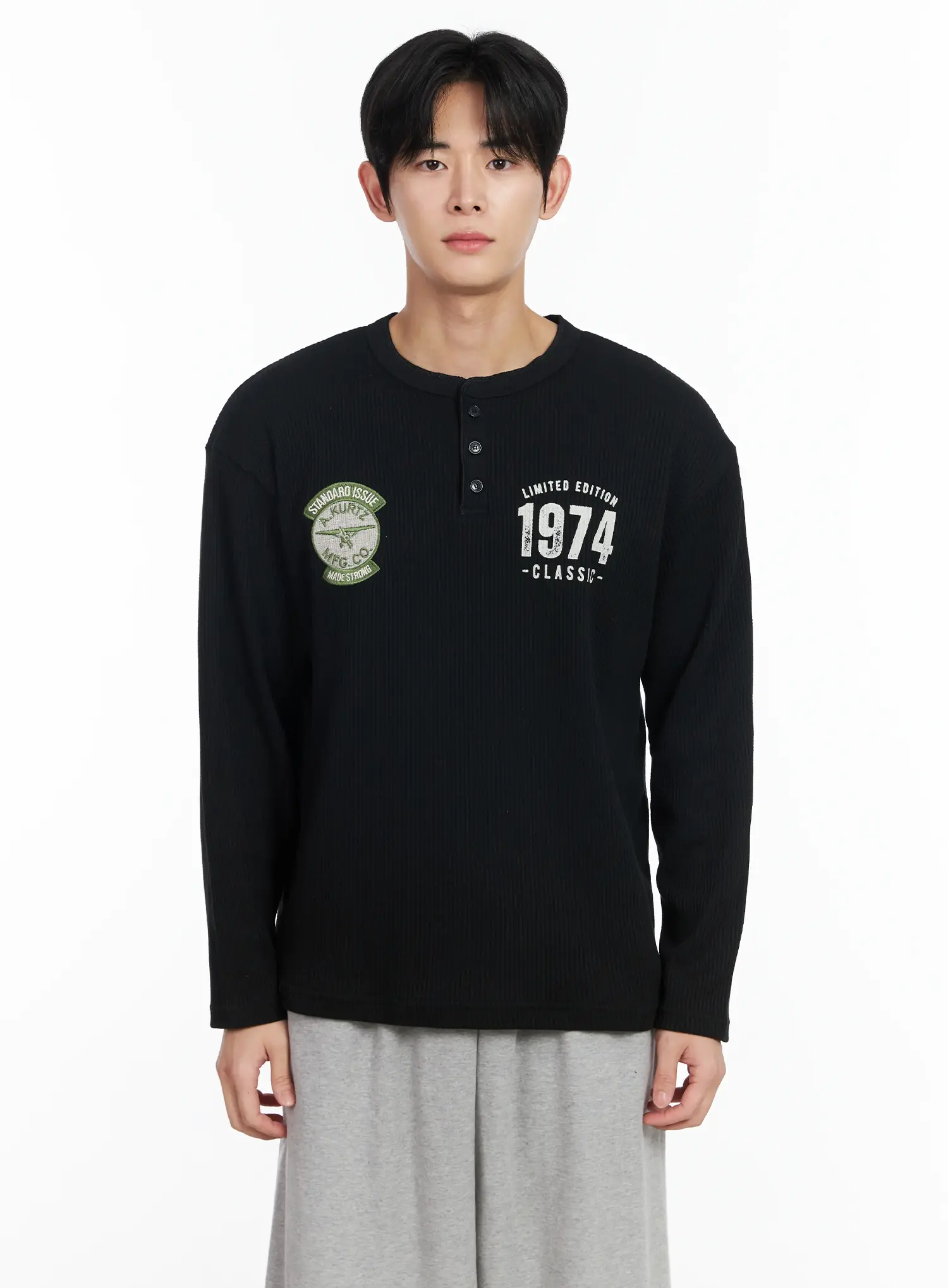 Men's Patch Long Sleeve Tee IM523 - Image 11