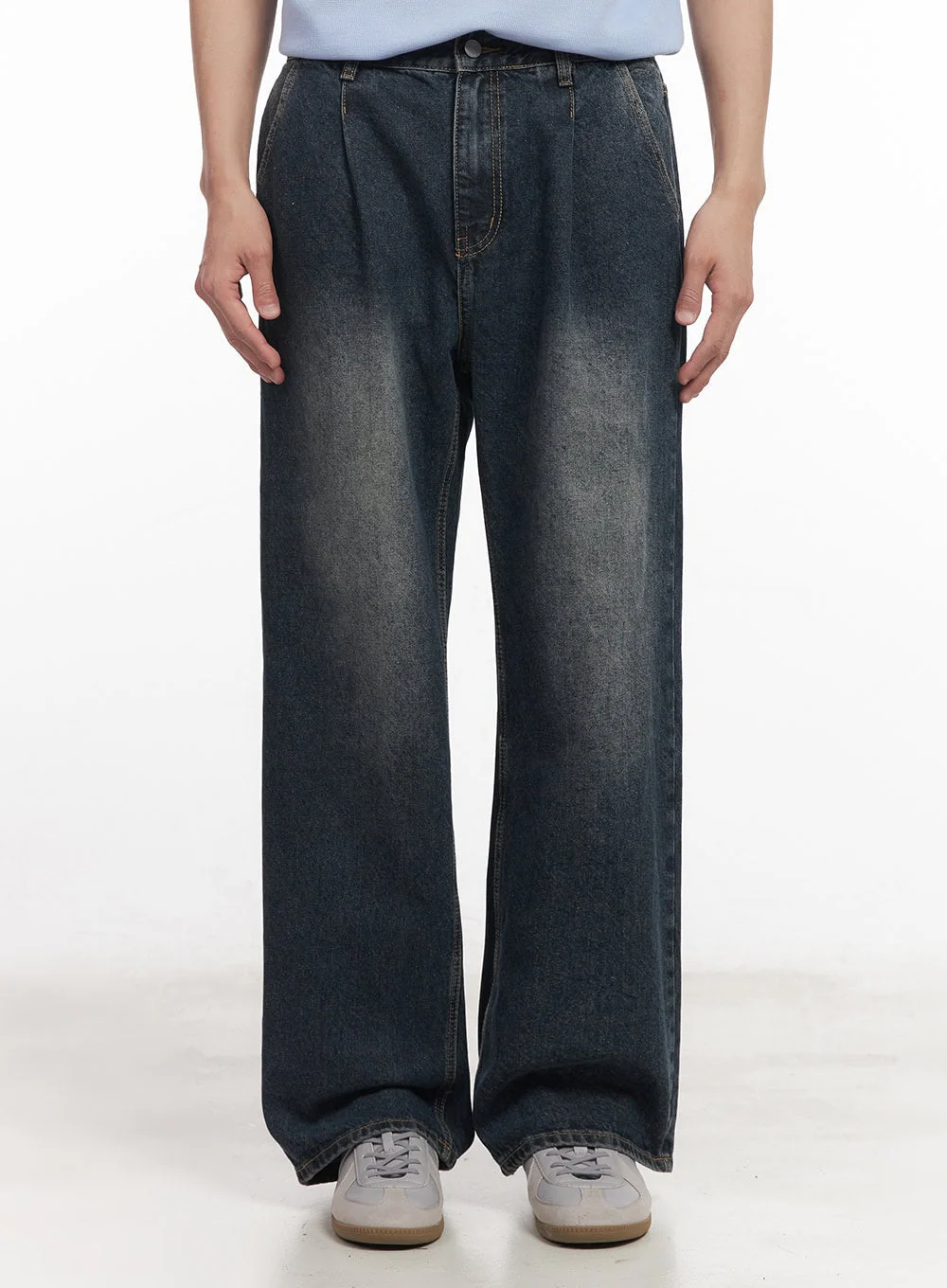 Men's Pintuck Washed Jeans IA511 - Image 2