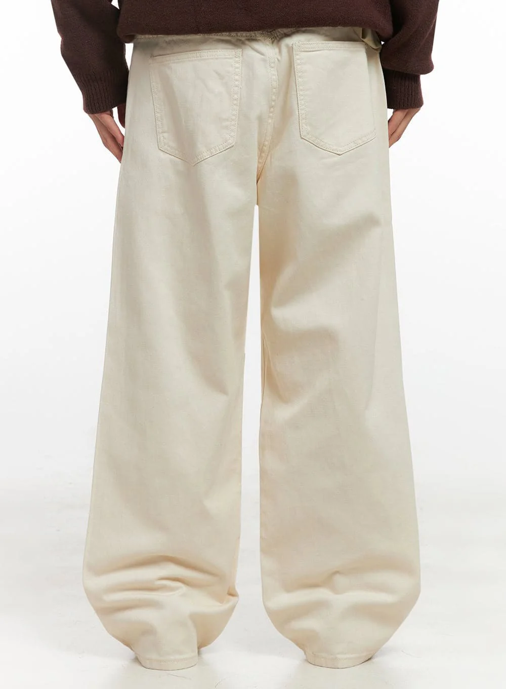 Men's Pintuck Wide Leg Cotton Pants (Light beige) ID413 - Image 5