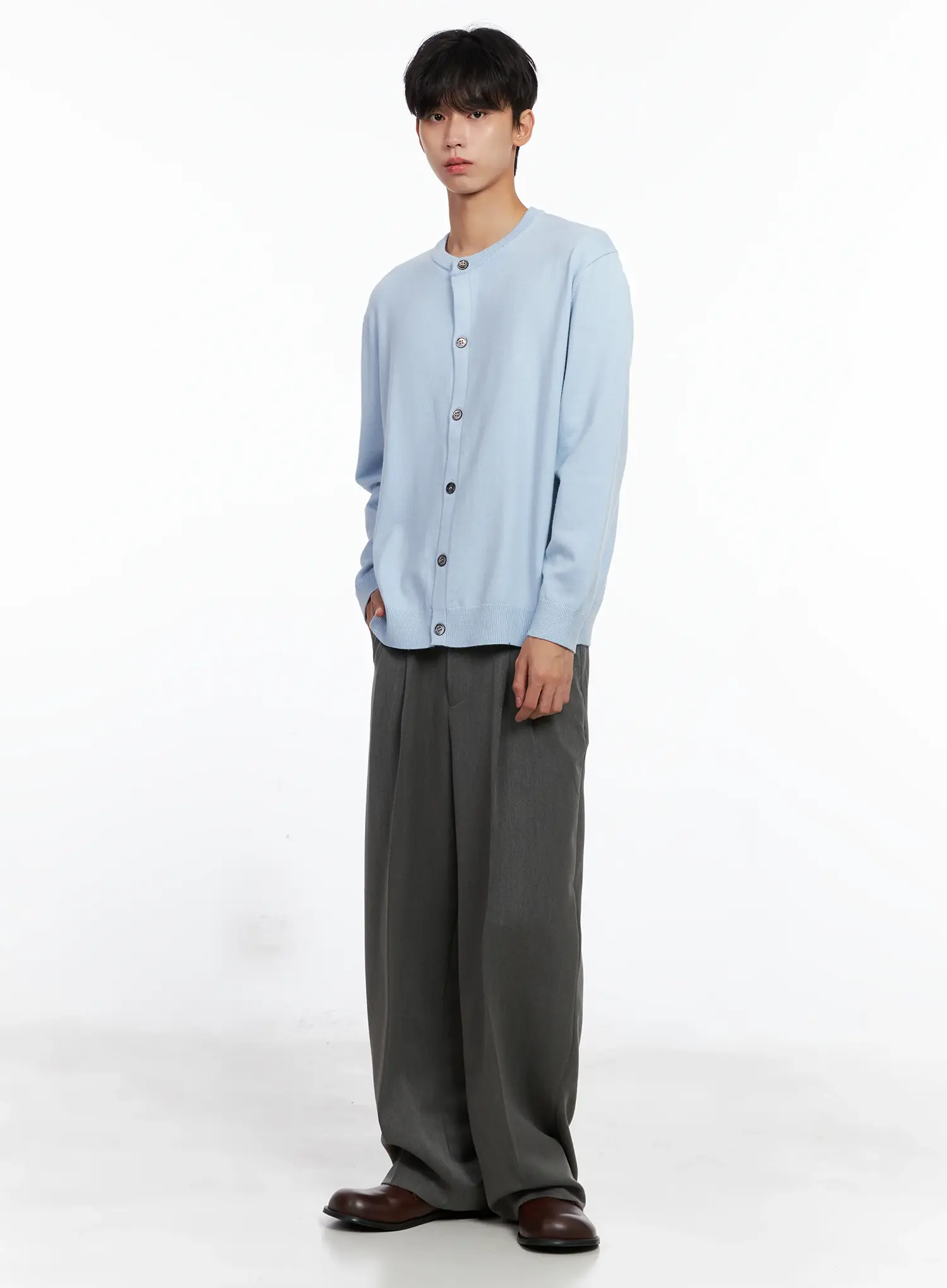 Men's Pintuck Wide-Leg Trousers IS519 - Image 11