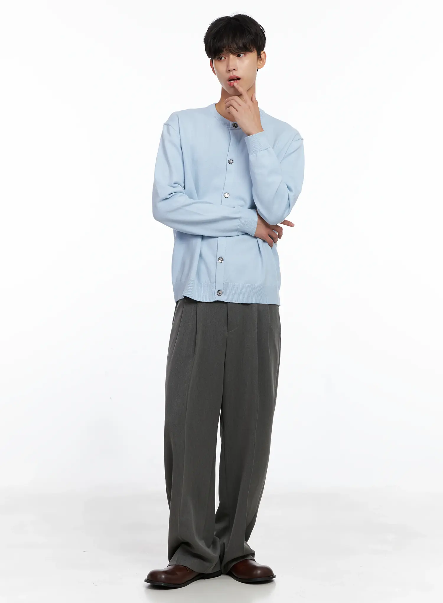 Men's Pintuck Wide-Leg Trousers IS519 - Image 2