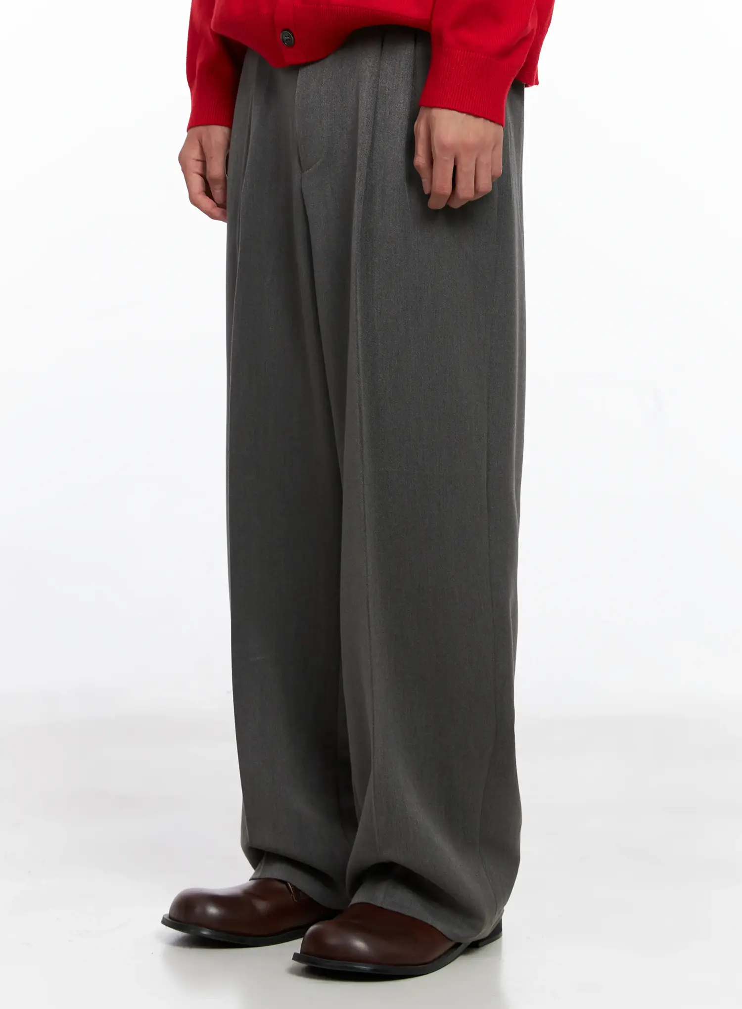 Men's Pintuck Wide-Leg Trousers IS519 - Image 4