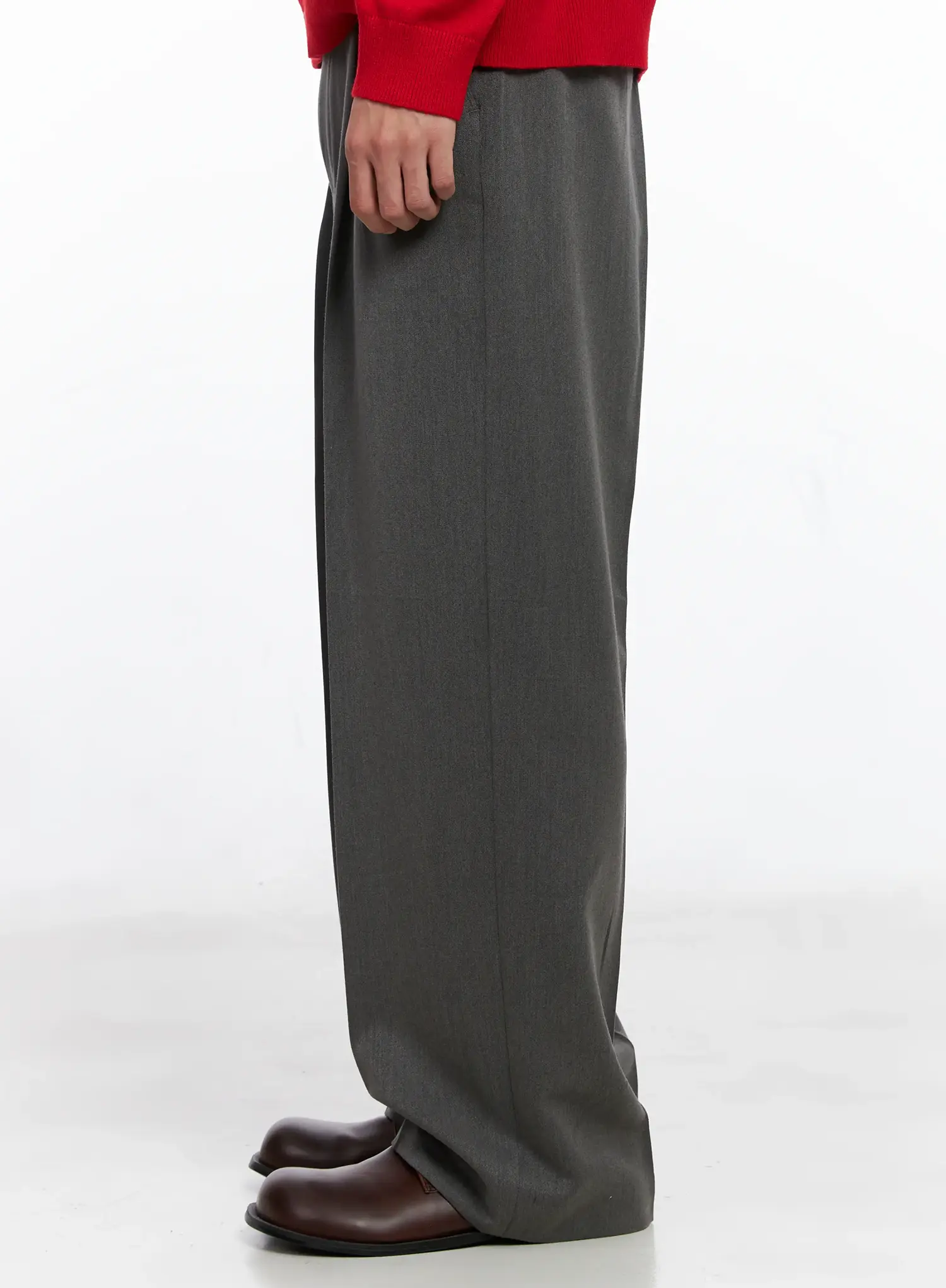 Men's Pintuck Wide-Leg Trousers IS519 - Image 5