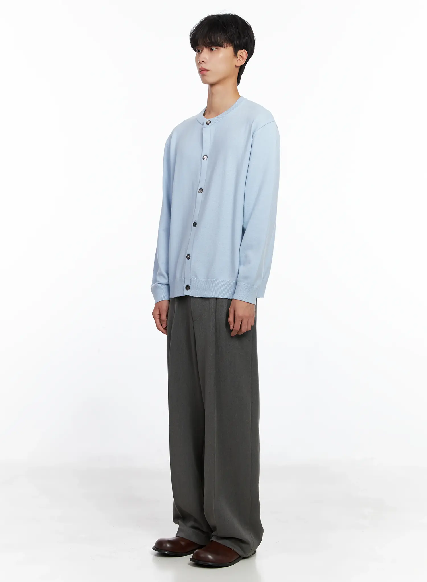 Men's Pintuck Wide-Leg Trousers IS519 - Image 7