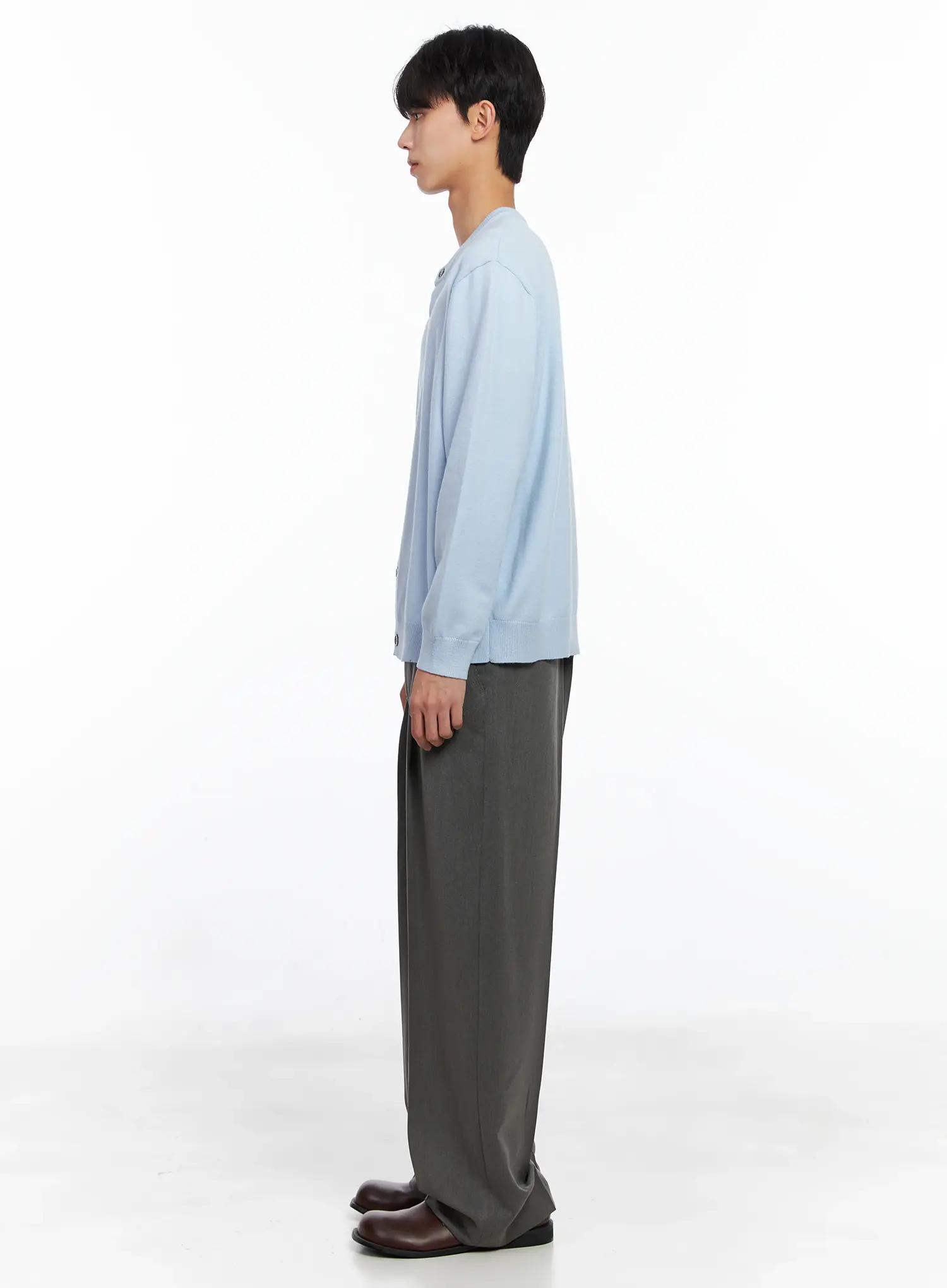 Men's Pintuck Wide-Leg Trousers IS519 - Image 8