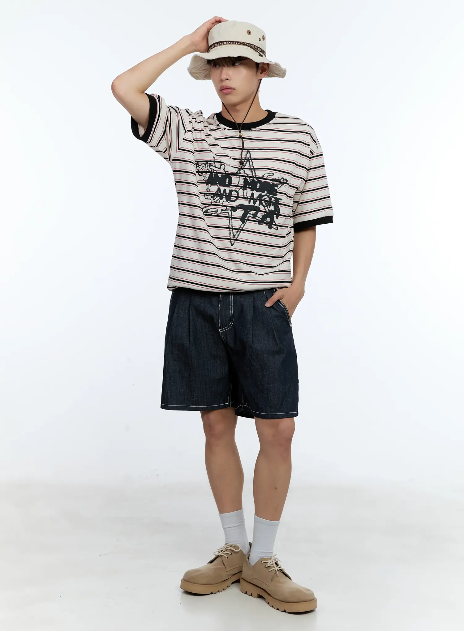 Men's Pleated Denim Jorts IL517 - Image 3